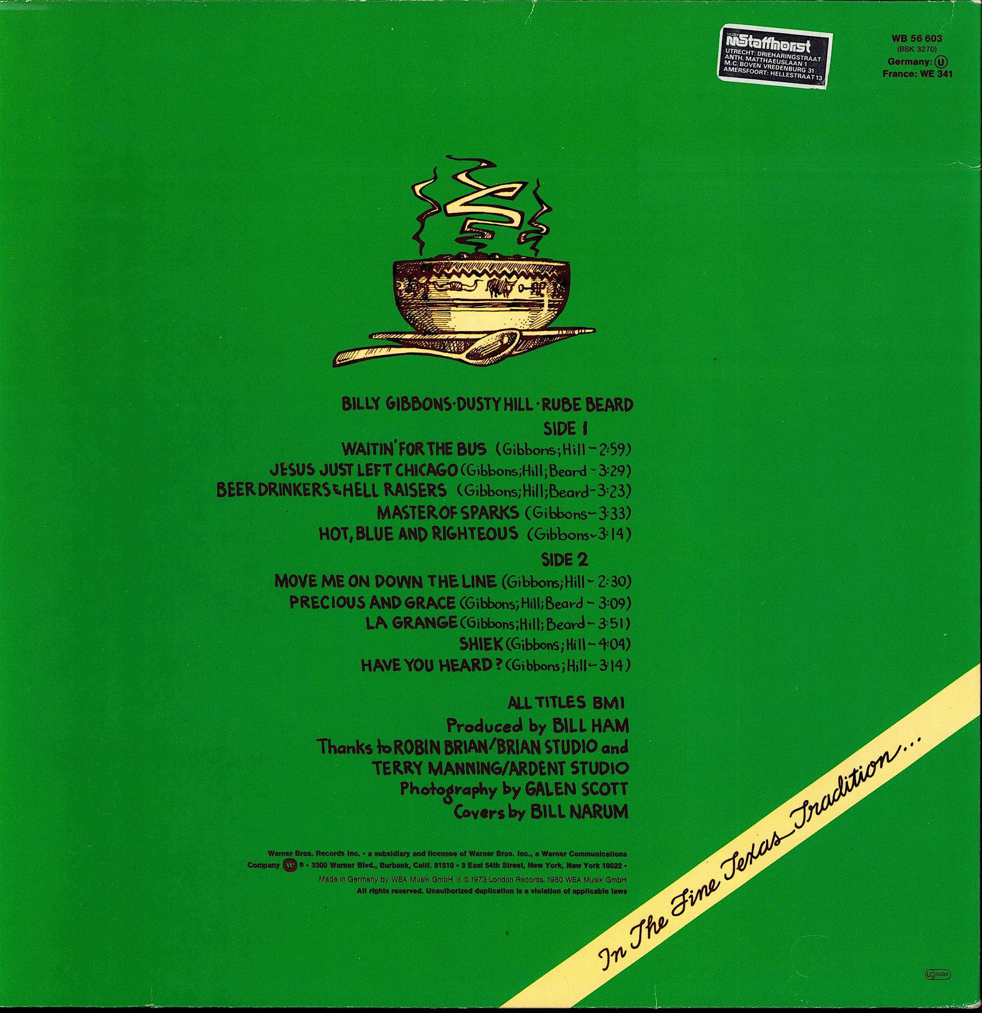 ZZ Top ‎- Tres Hombres Vinyl LP