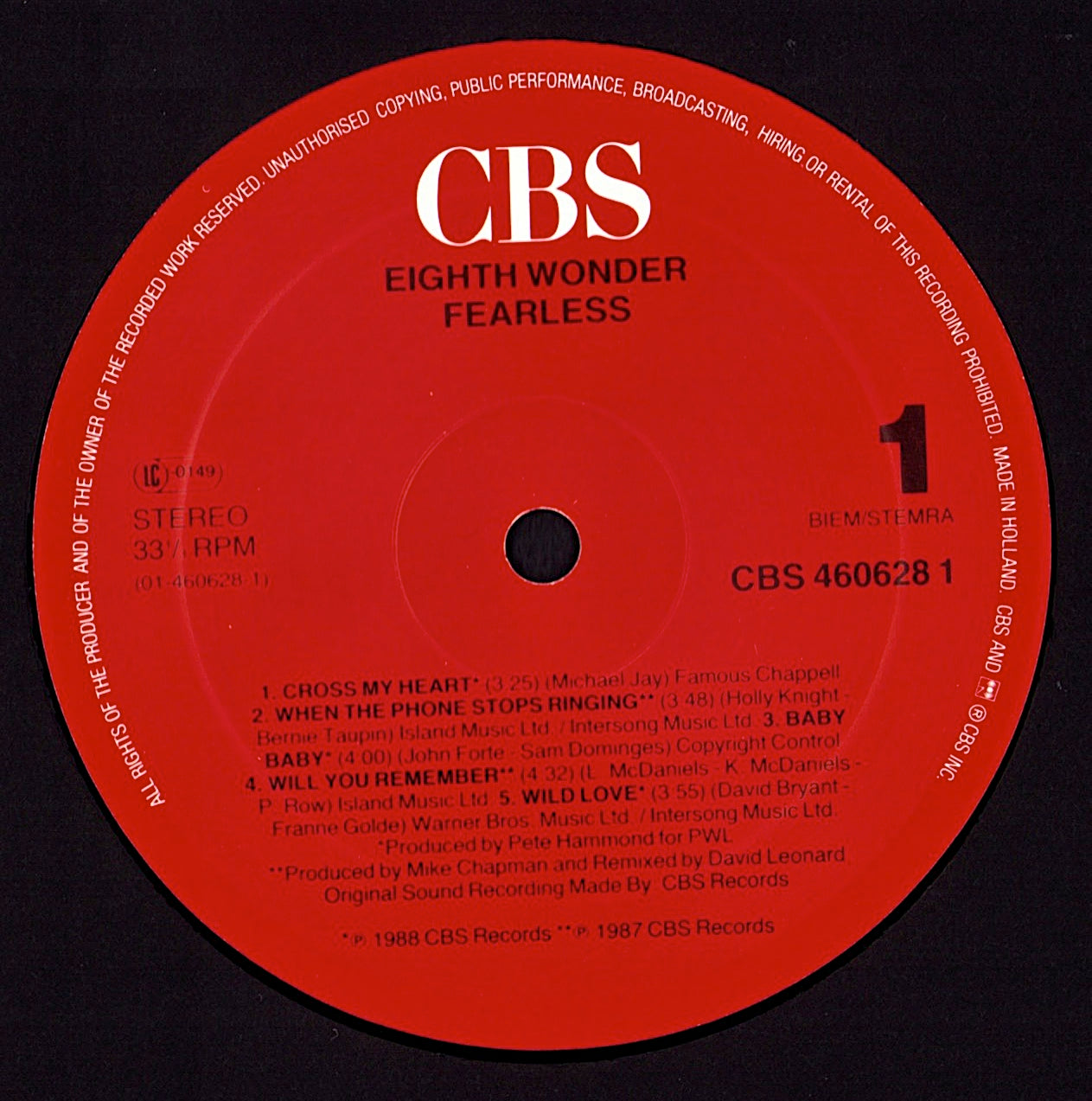 Eighth Wonder – Fearless Vinyl LP