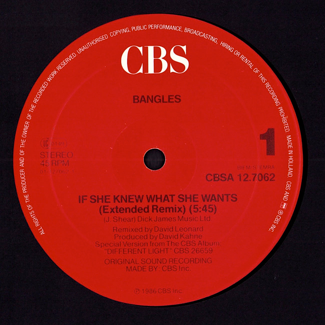 Bangles - If She Knew What She Wants Vinyl 12" | EU Original | 1986