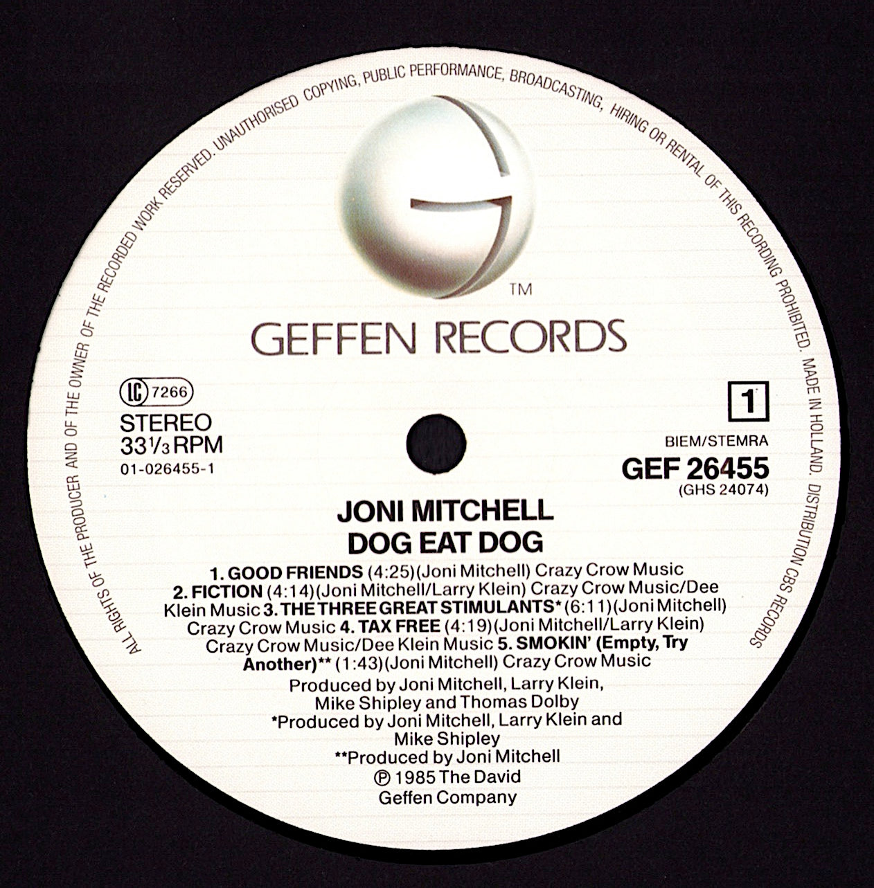 Joni Mitchell - Dog Eat Dog Vinyl LP Kopie