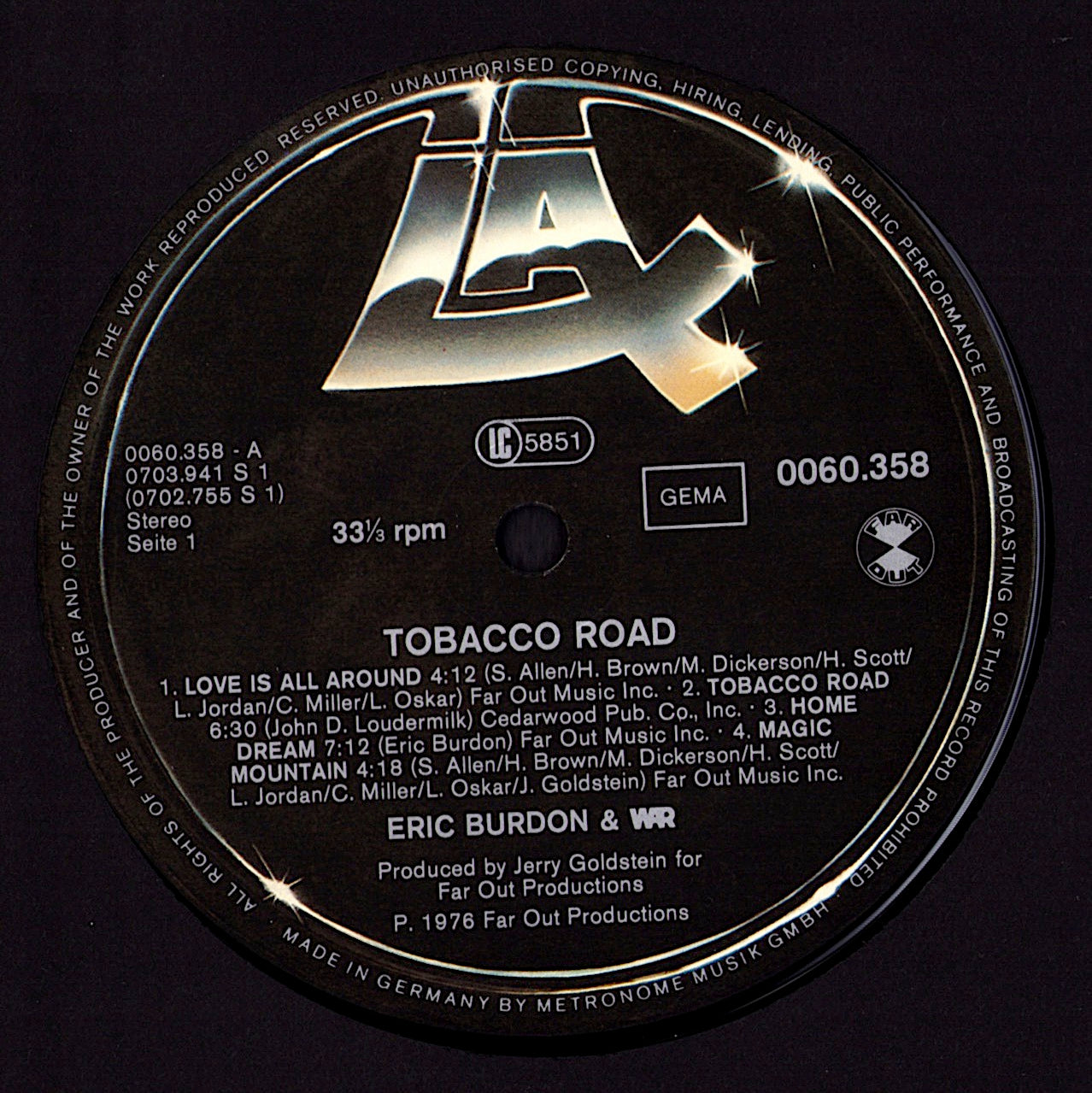 Eric Burdon & War - Eric Burdon Declares “War” Vinyl LP Kopie