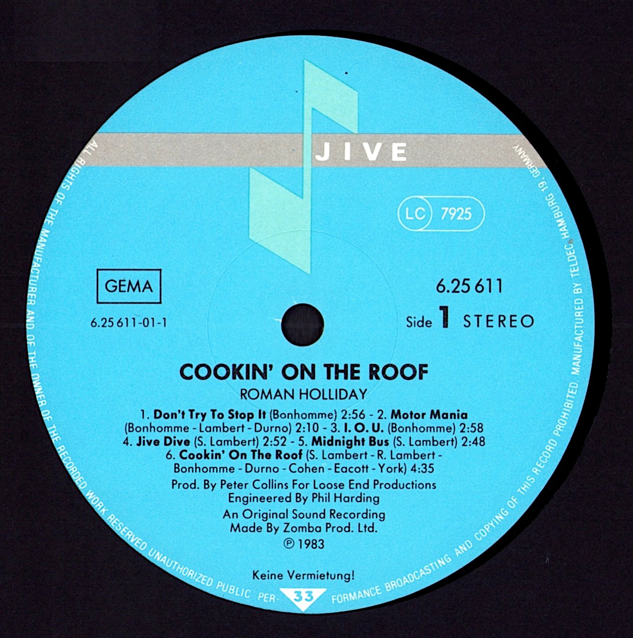 Roman Holliday - Cookin' On The Roof (Vinyl LP | DE Original | 1983)
