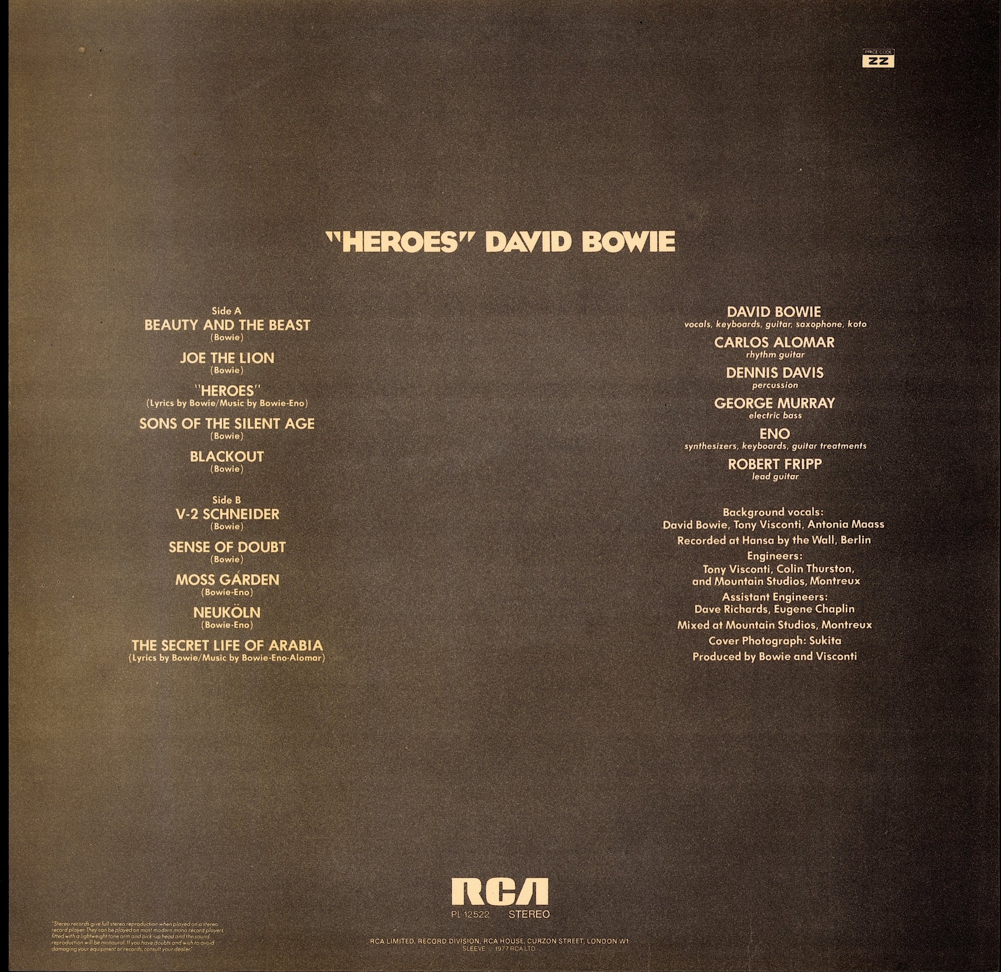 David Bowie – "Heroes" Vinyl LP Kopie