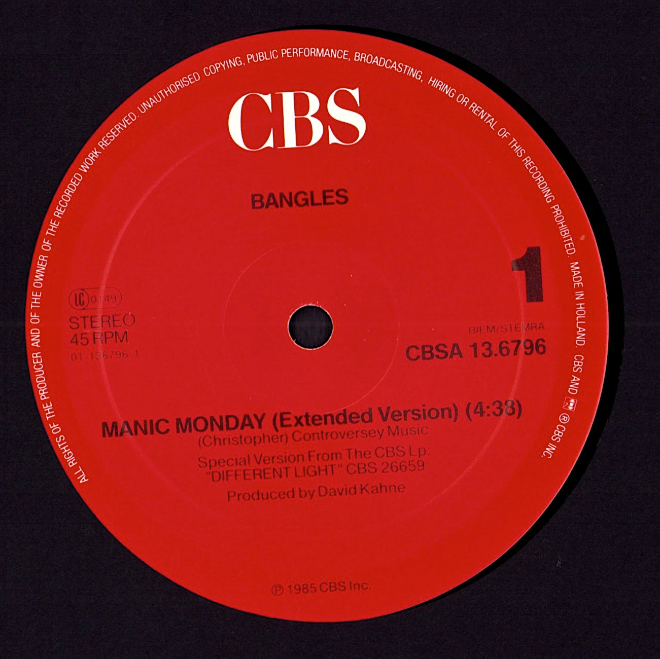 Bangles - Manic Monday Vinyl 12" | EU Original | 1986