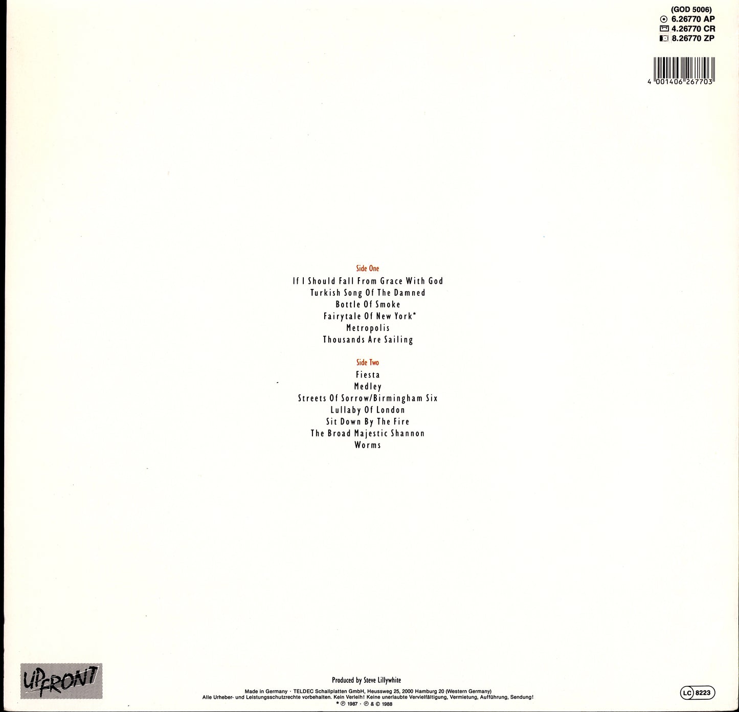 The Pogues - If I Should Fall From Grace With God Vinyl LP Kopie