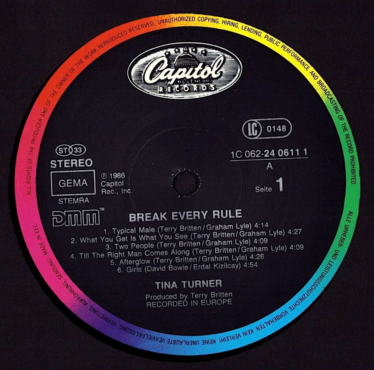 Tina Turner - Break Every Rule Vinyl LP Kopie