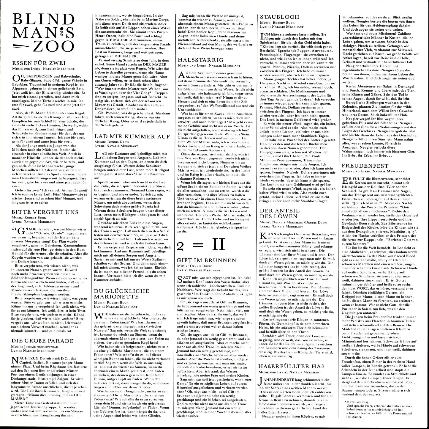 10,000 Maniacs – Blind Man's Zoo Vinyl LP
