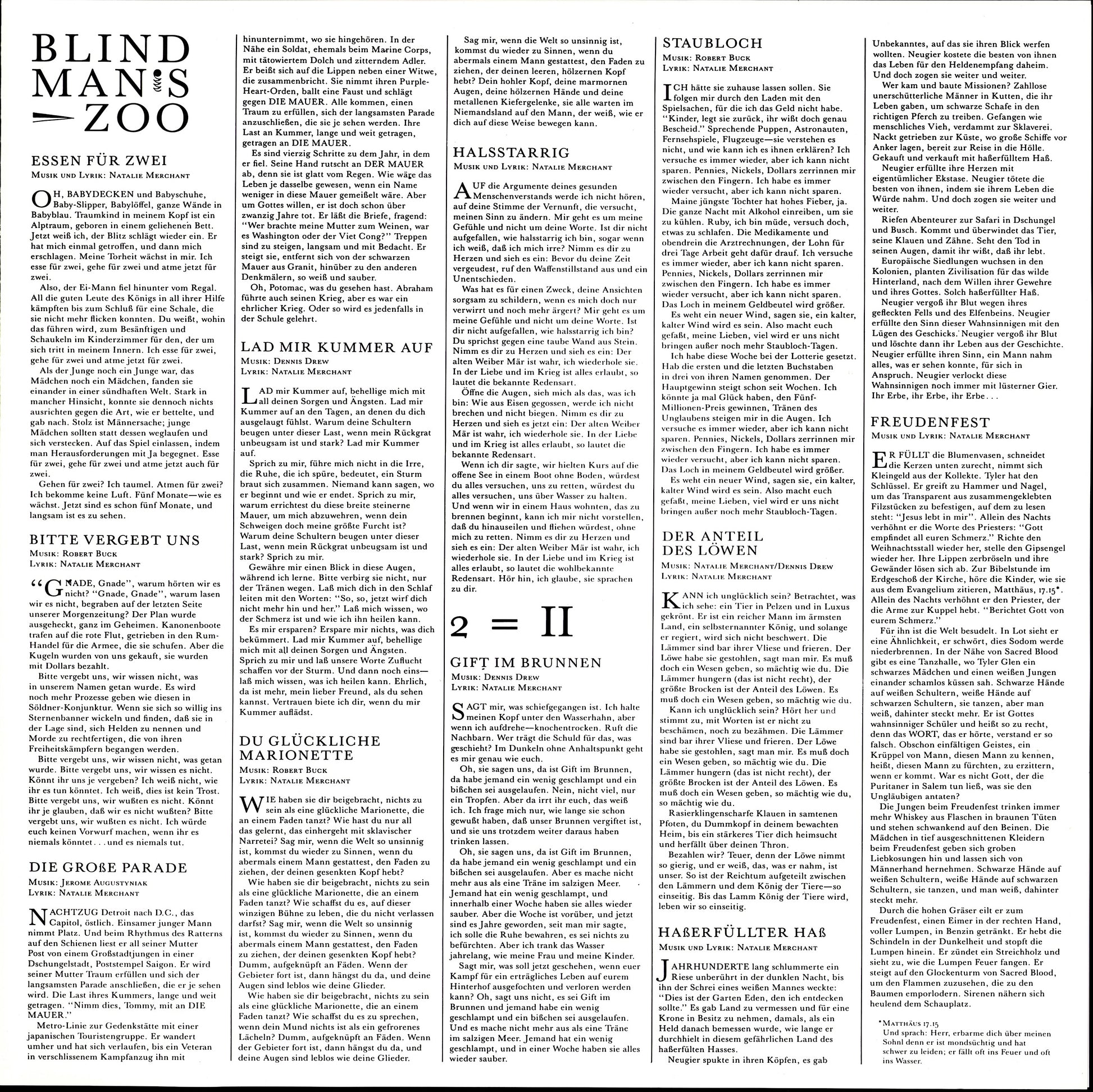 10,000 Maniacs – Blind Man's Zoo Vinyl LP