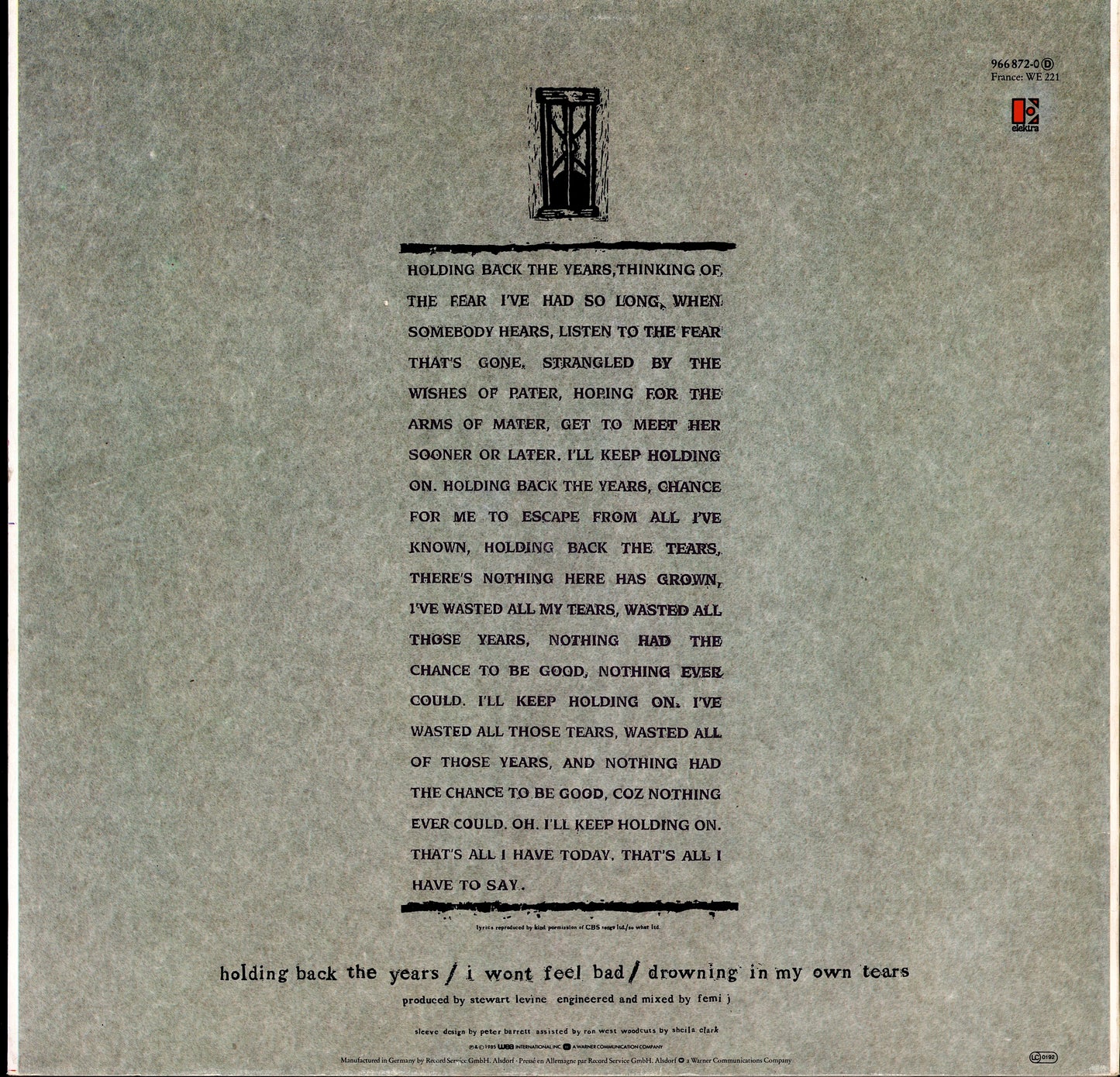 Simply Red - Holding Back The Years (12" Single | EU Original | 1985)
