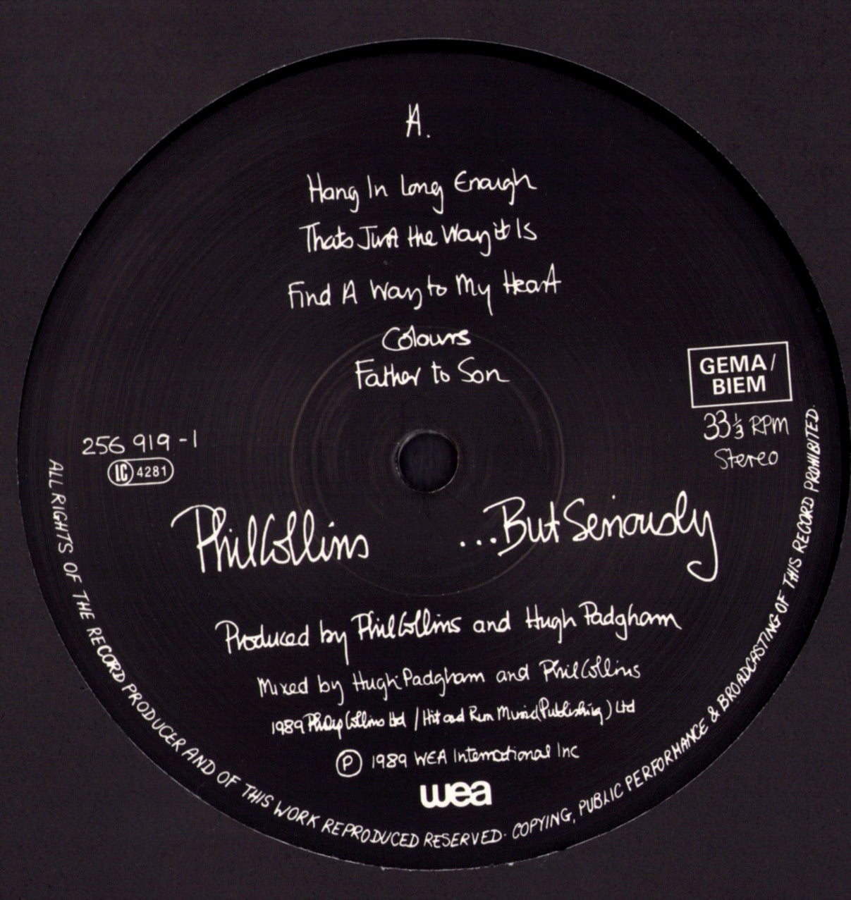 Phil Collins ‎- ...But Seriously Vinyl LP