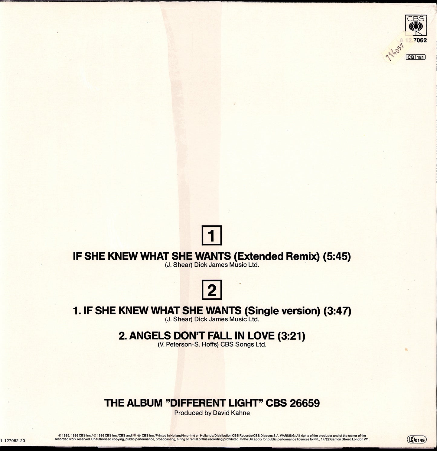Bangles - If She Knew What She Wants Vinyl 12" | EU Original | 1986