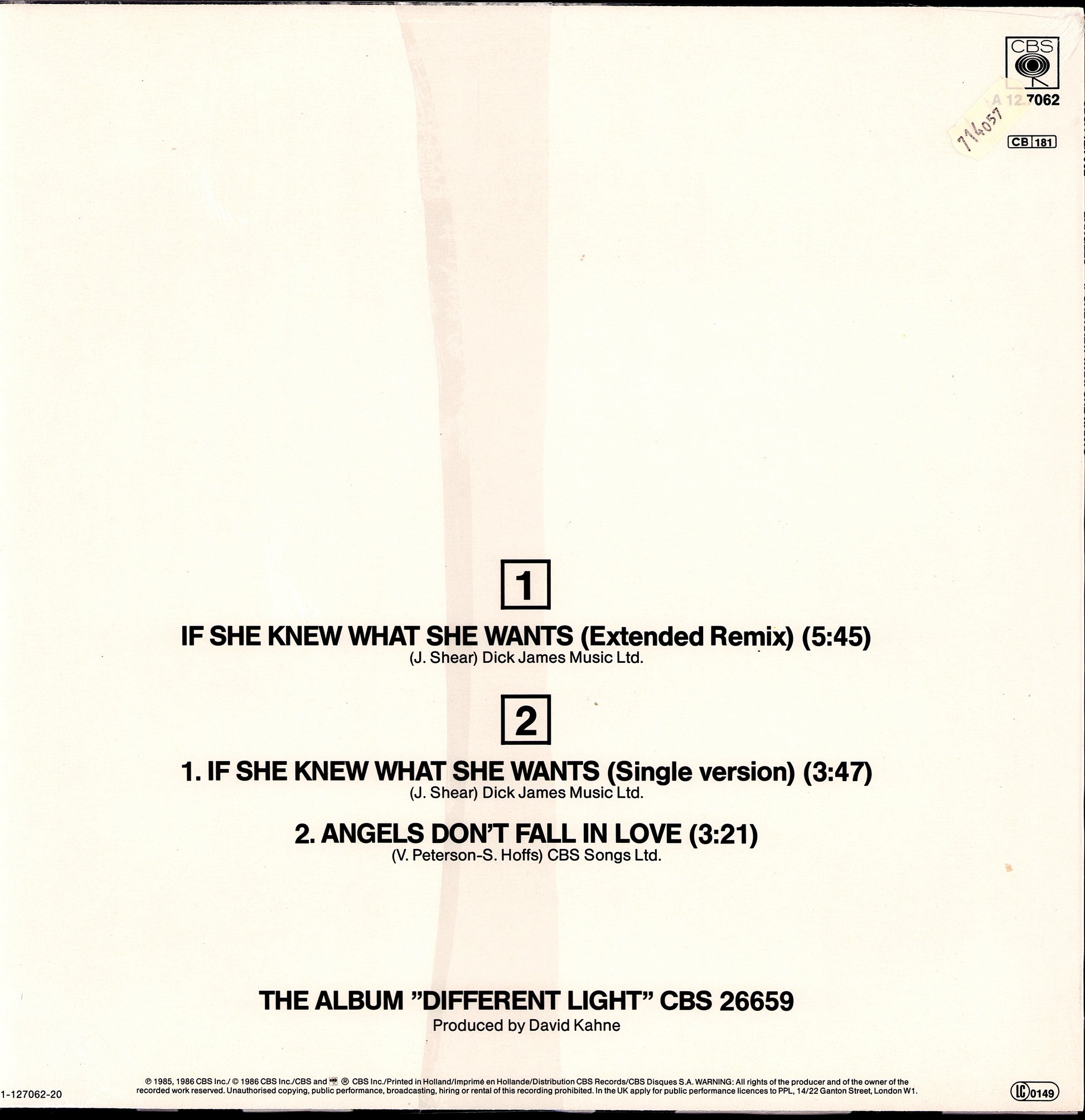 Bangles - If She Knew What She Wants Vinyl 12" | EU Original | 1986
