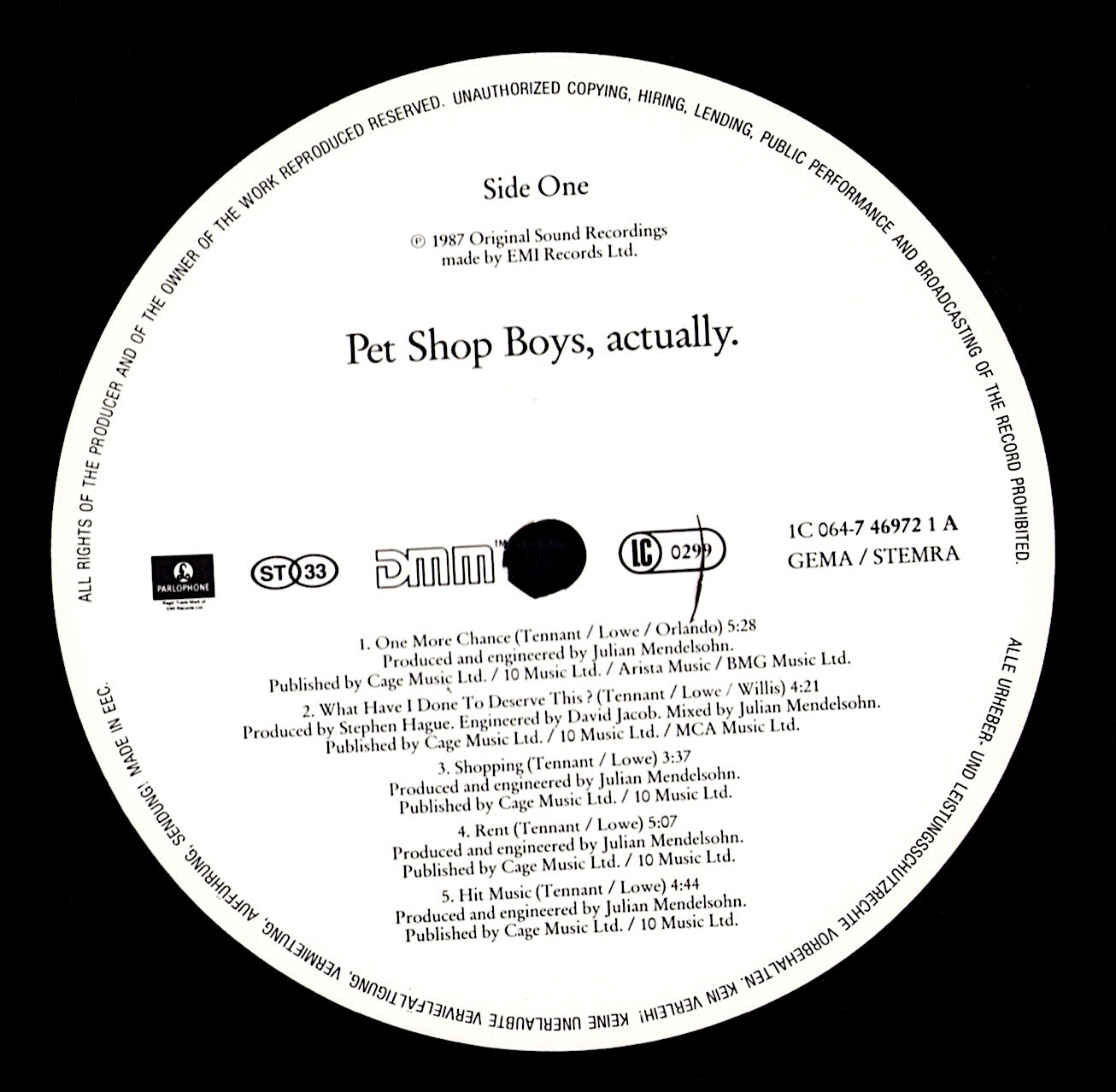 Pet Shop Boys - Actually Vinyl LP | EU Original | 1987