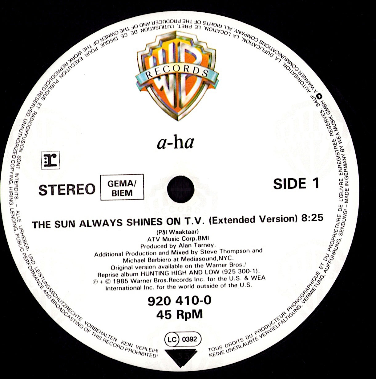 a-ha – The Sun Always Shines On T.V. Vinyl 12" Maxi-Single | EU Original | 1985 Kopie