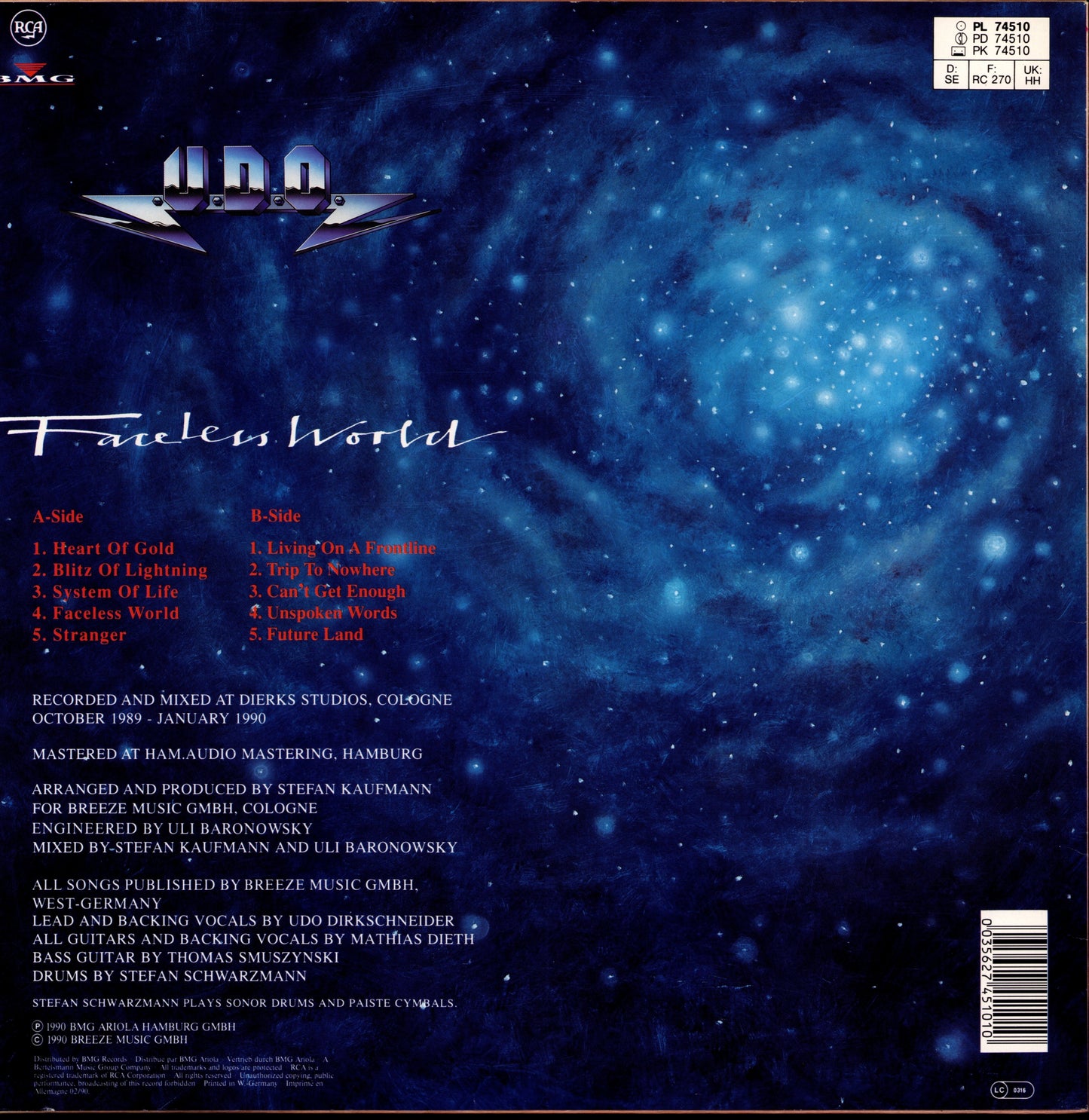 U.D.O. - Faceless World (Vinyl LP | UK/EU Original | 1990)