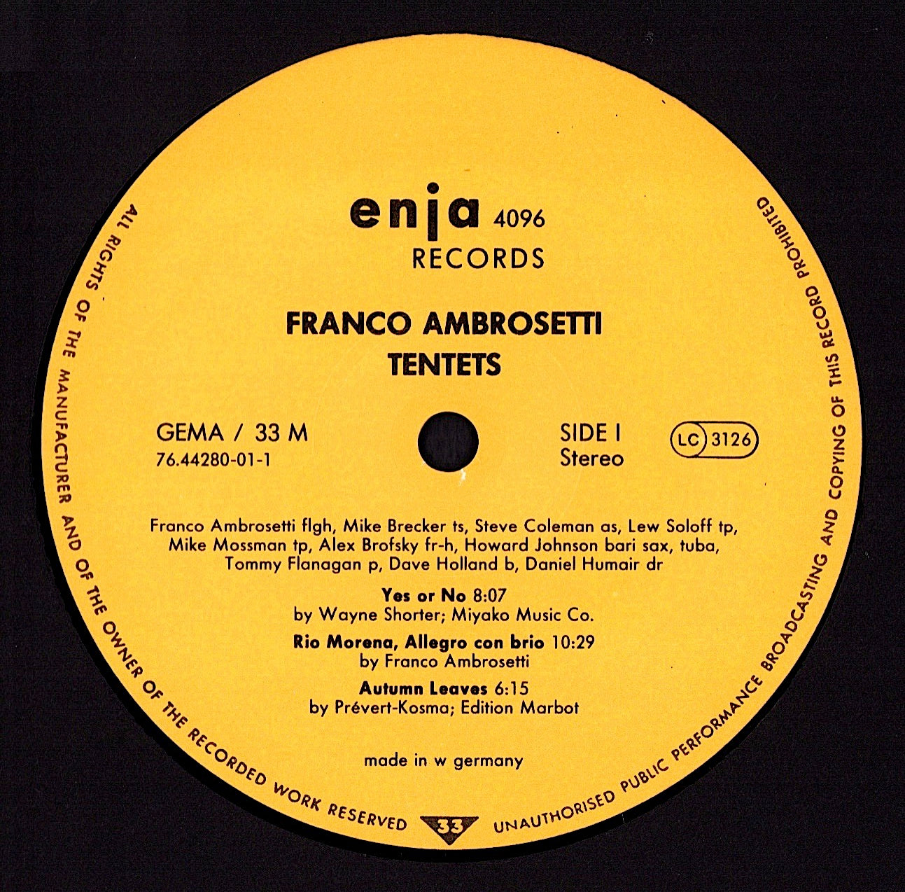 Franco Ambrosetti – Tentets Vinyl LP