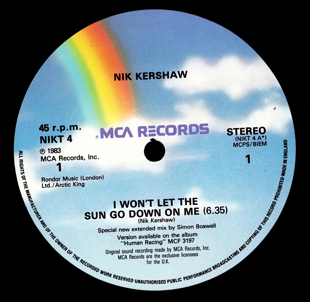 Nik Kershaw - I Won't Let The Sun Go Down On Me Vinyl 12" | EU Original | 1984 Kopie