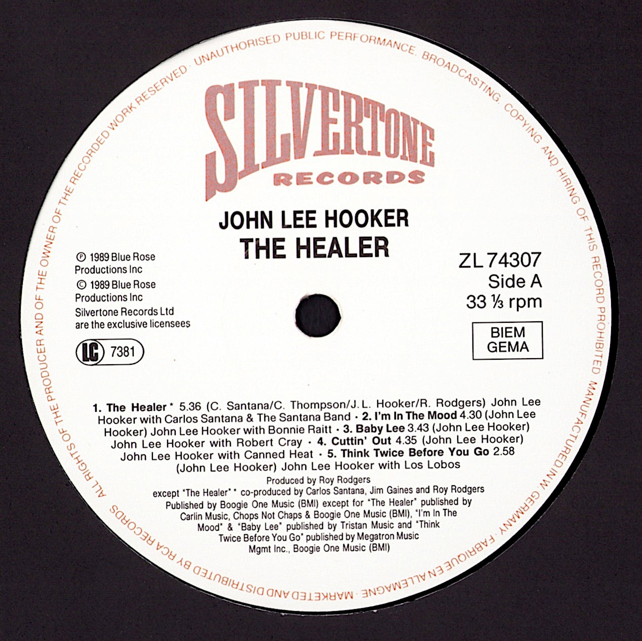 John Lee Hooker ‎- The Healer Vinyl LP
