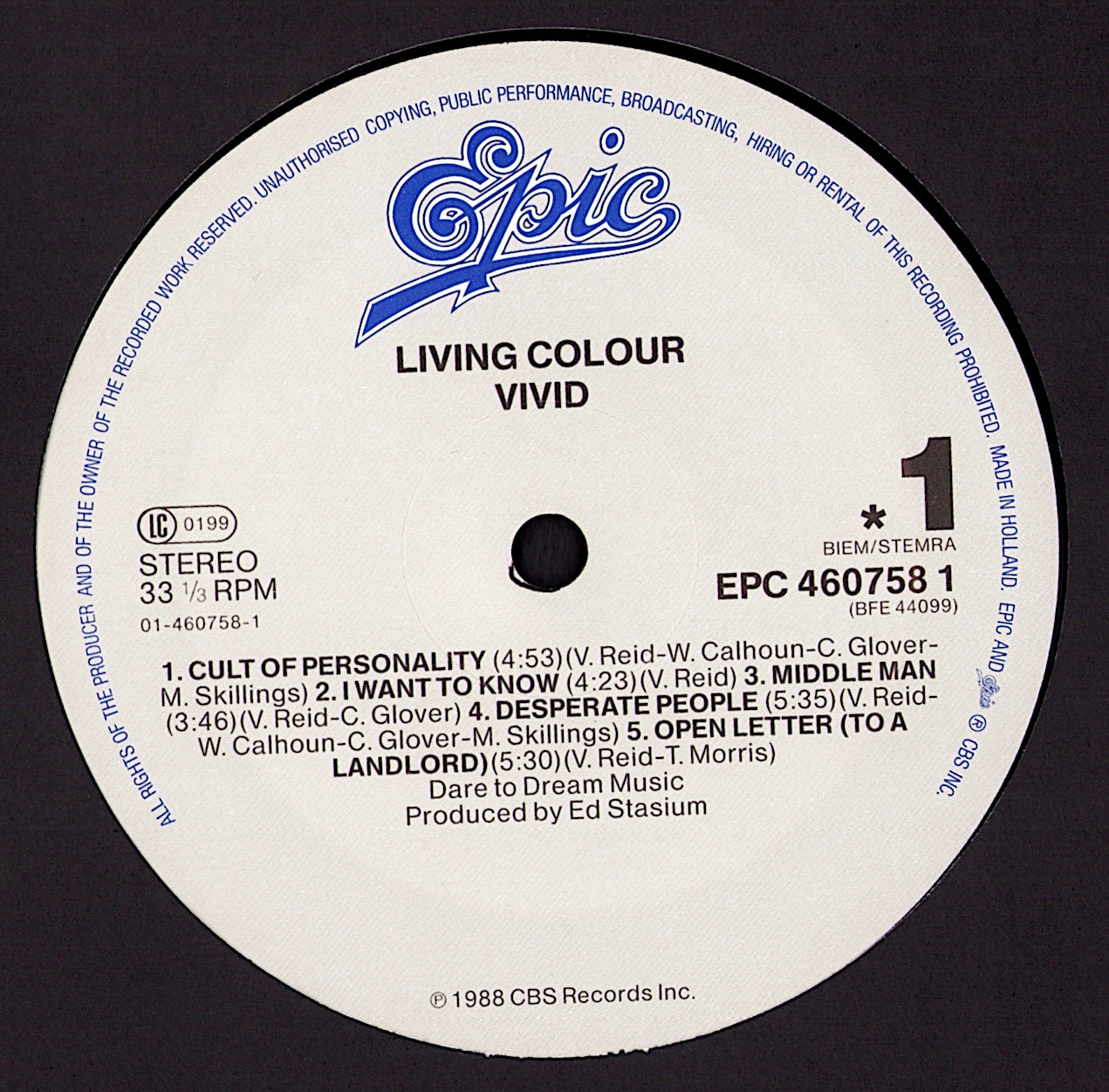 Living Colour ‎- Time's Up Vinyl LP Kopie