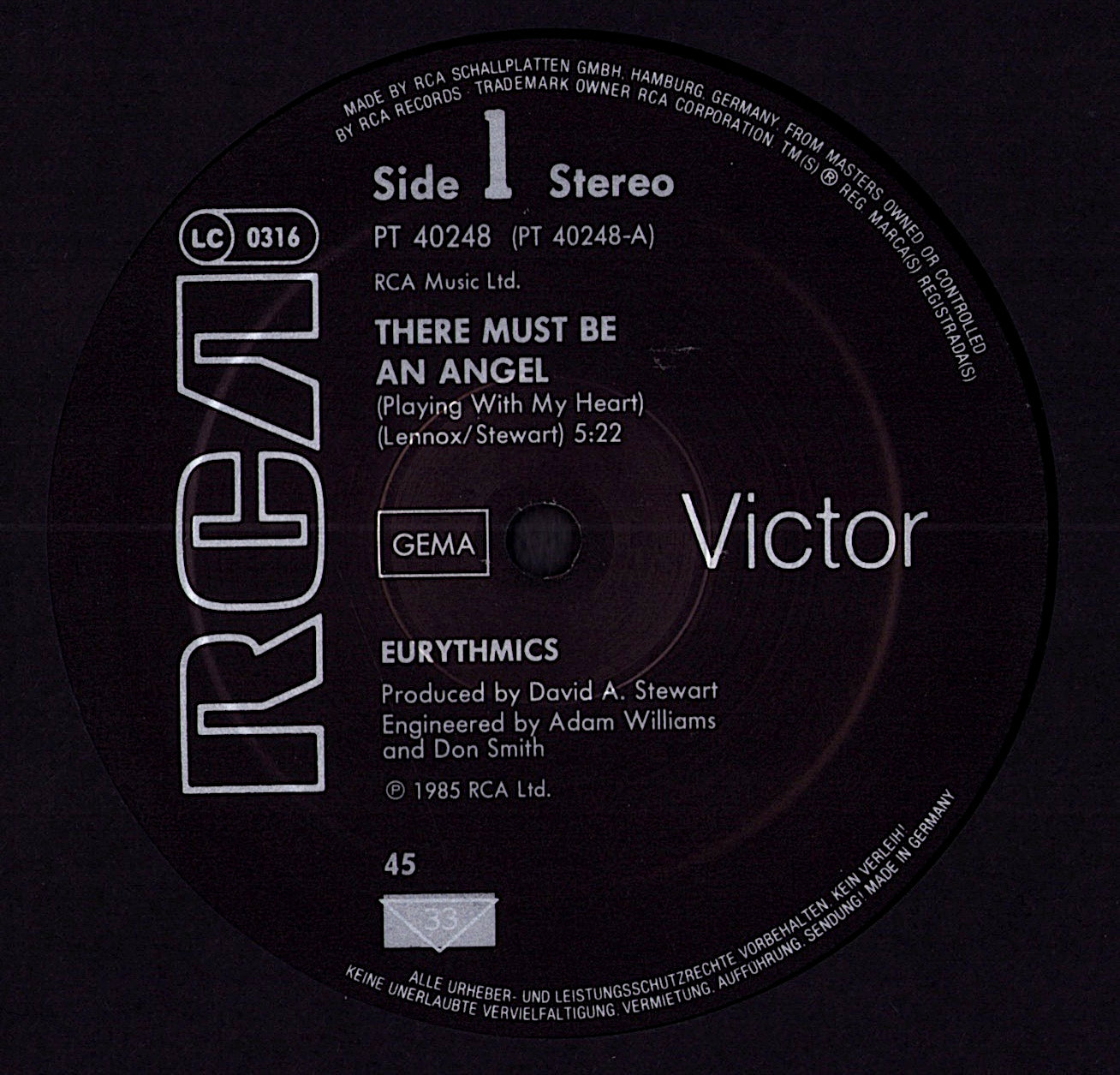 Eurythmics – There Must Be An Angel Playing With My Heart Vinyl 12" Maxi-Single Kopie Kopie