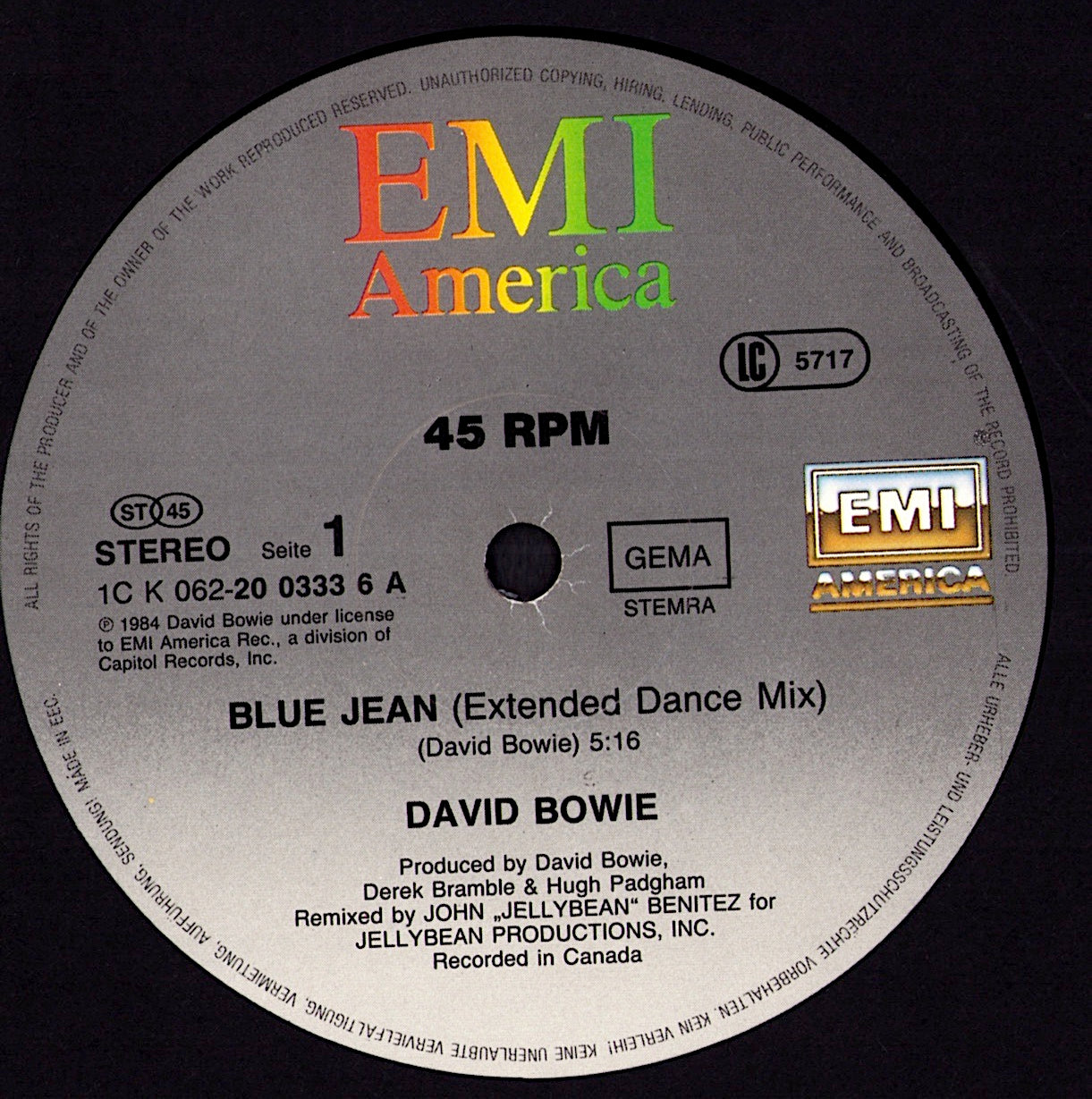 David Bowie – Underground Extended Dance Mix Vinyl 12" Maxi | EU Original | 1986 Kopie