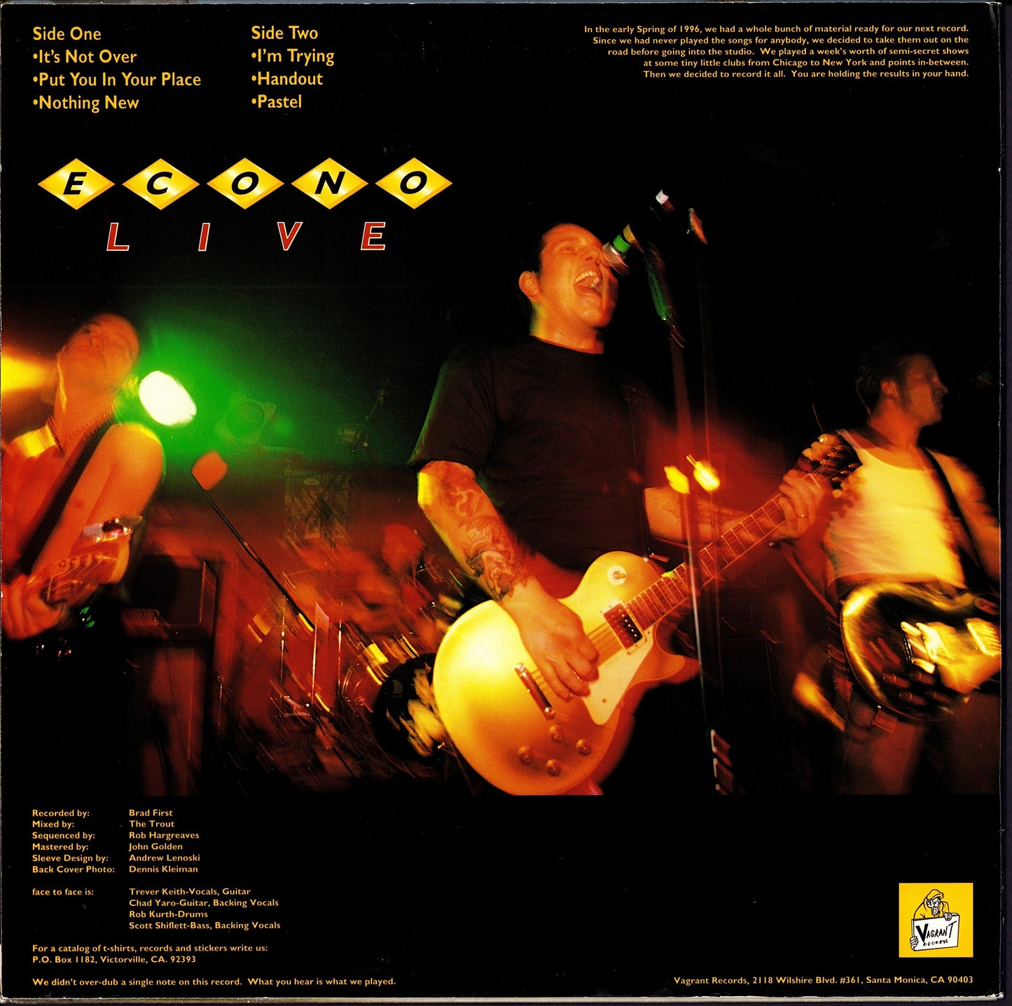 Face To Face – Econo-Live Black Vinyl 10" EP