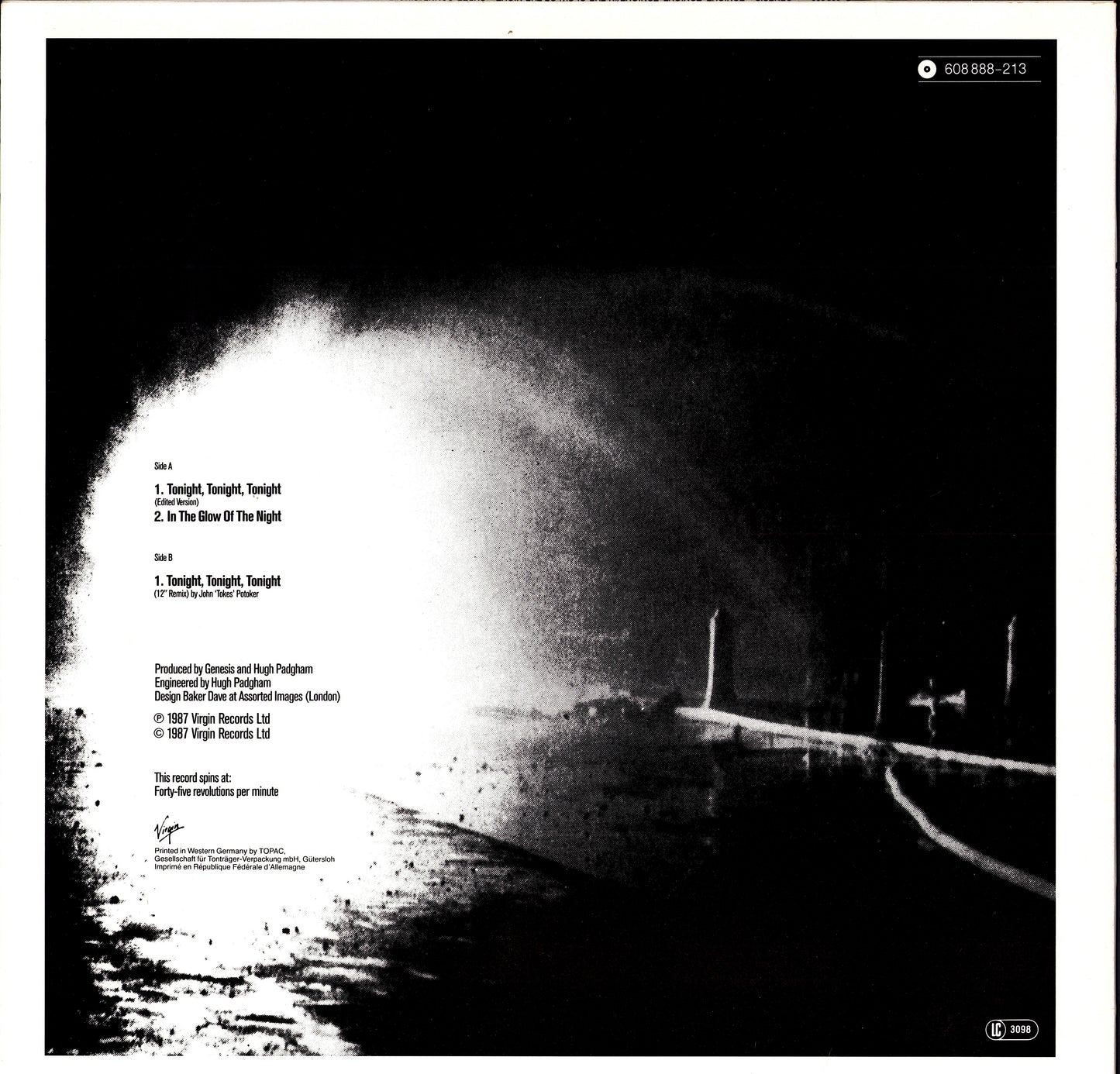 Genesis – Tonight, Tonight, Tonight Vinyl 12" | EU Original | 1987 Kopie