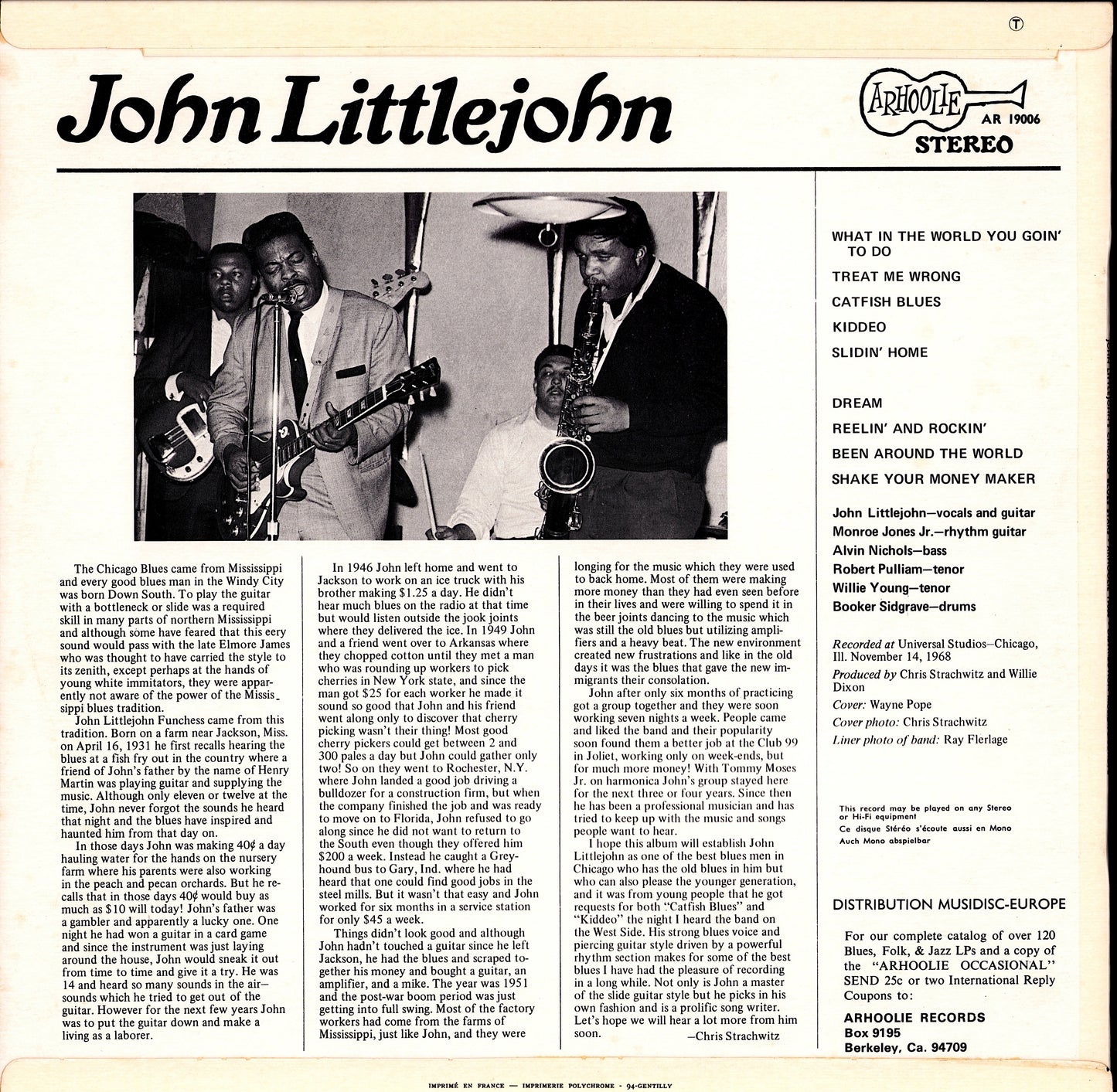 John Littlejohn - John Littlejohn's Chicago Blues Stars Vinyl LP | France | 1969
