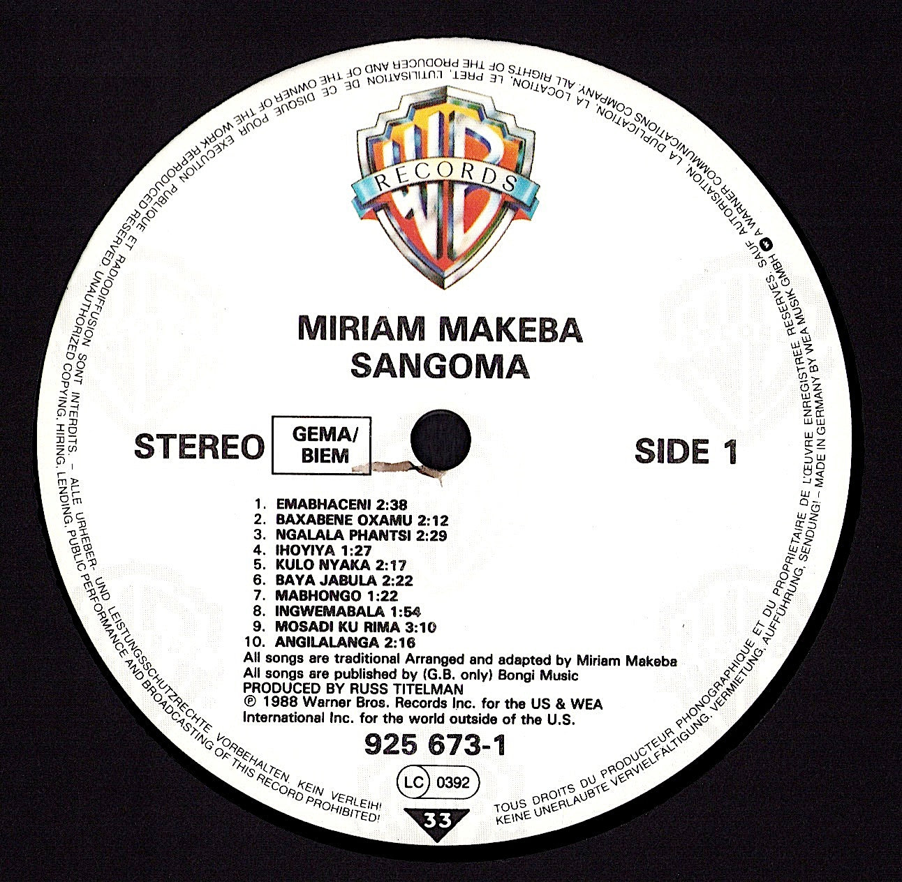 Miriam Makeba - Pata Pata Vinyl LP Kopie