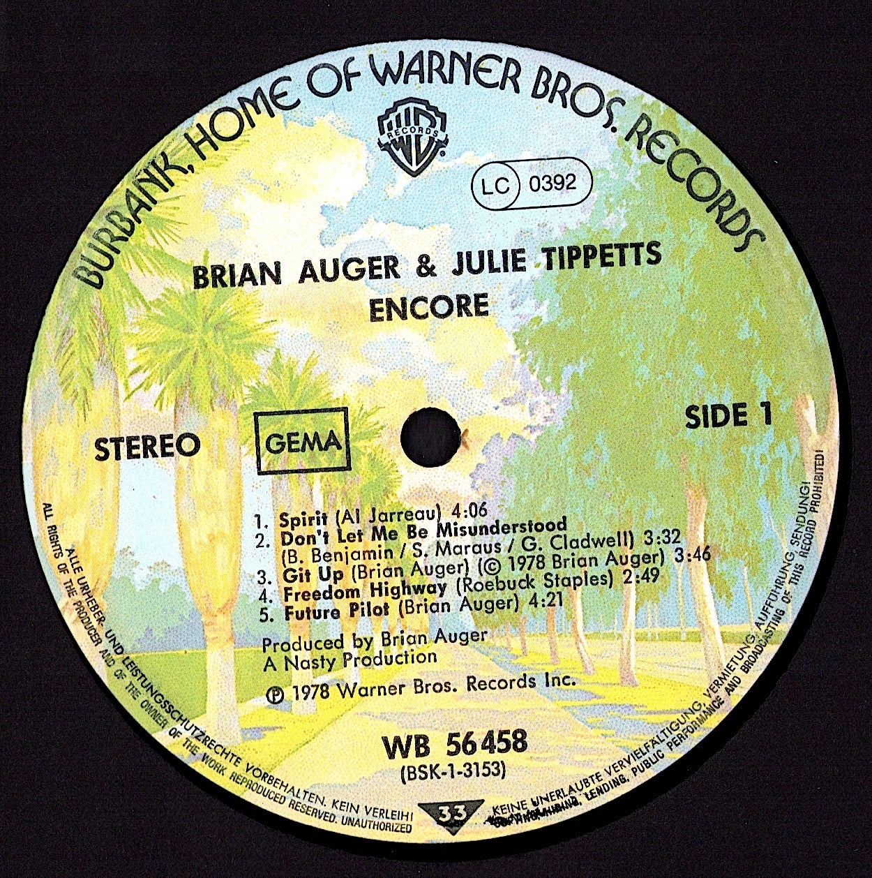Brian Auger & Julie Tippetts – Encore Vinyl LP Kopie