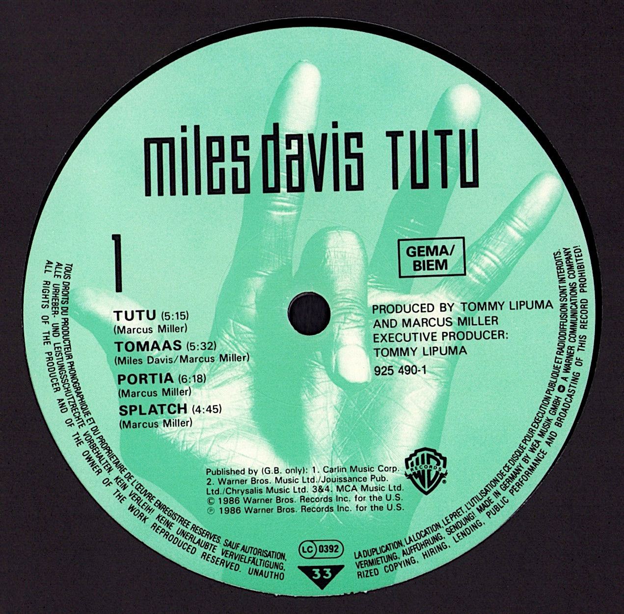 Miles Davis - Tutu Vinyl LP