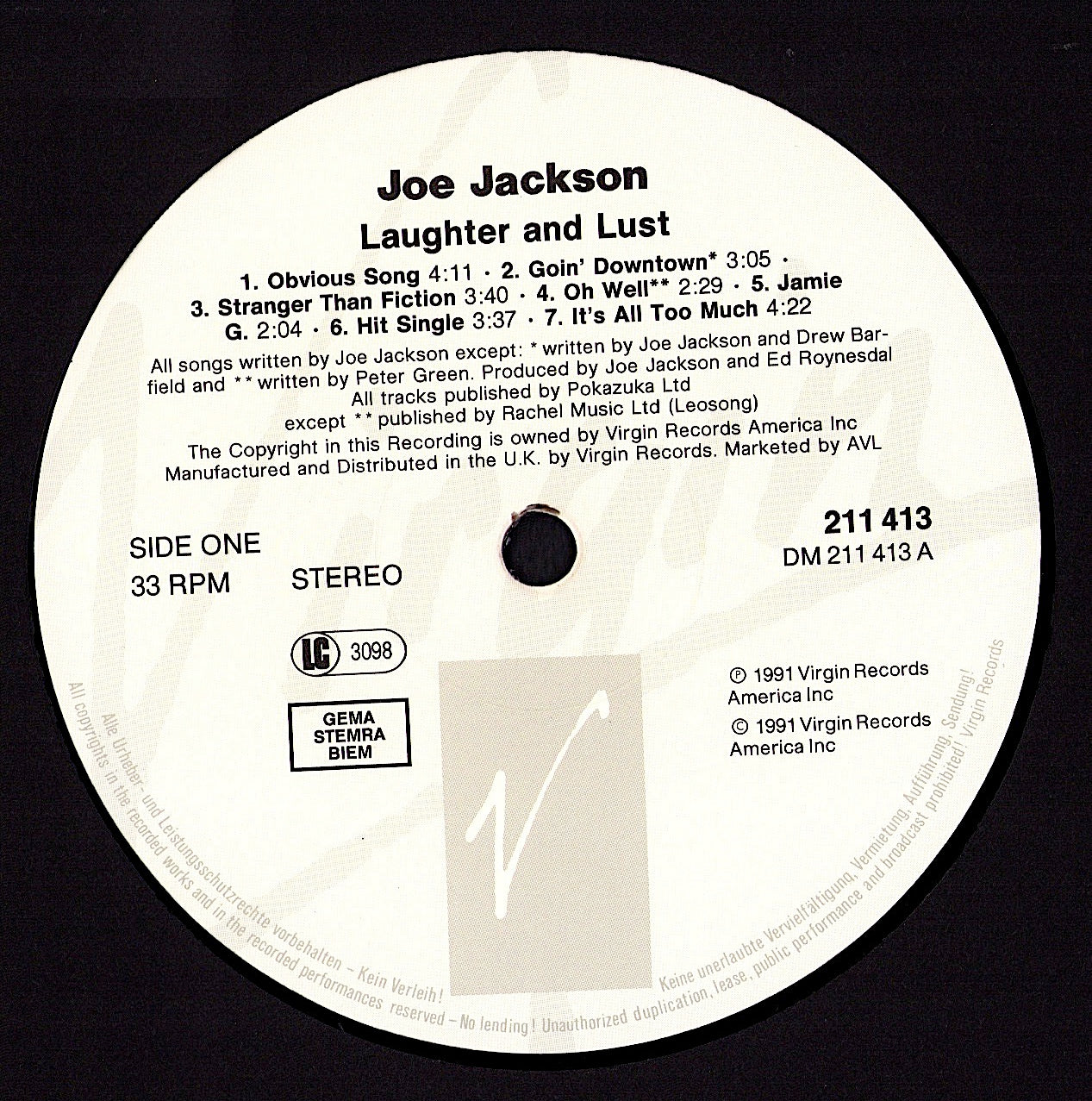 Joe Jackson ‎– Laughter & Lust Vinyl LP