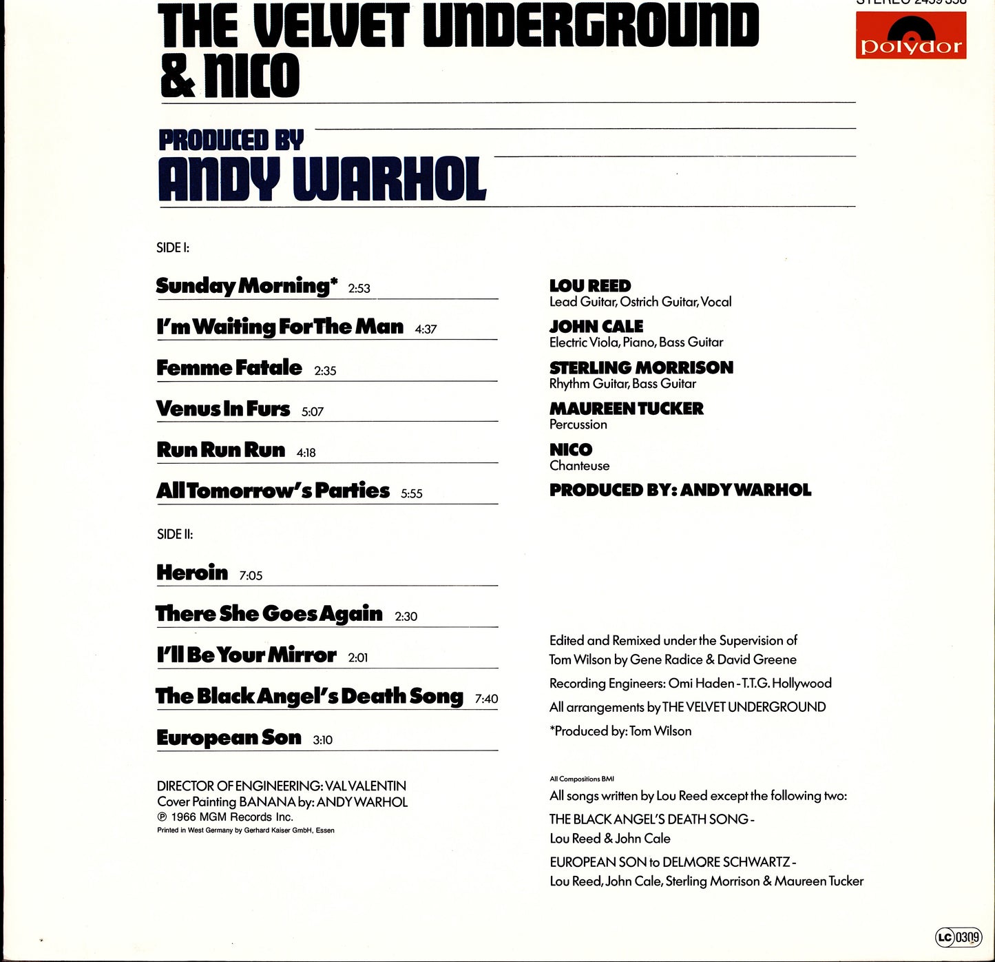 The Velvet Underground & Nico - The Velvet Underground & Nico Vinyl LP Kopie