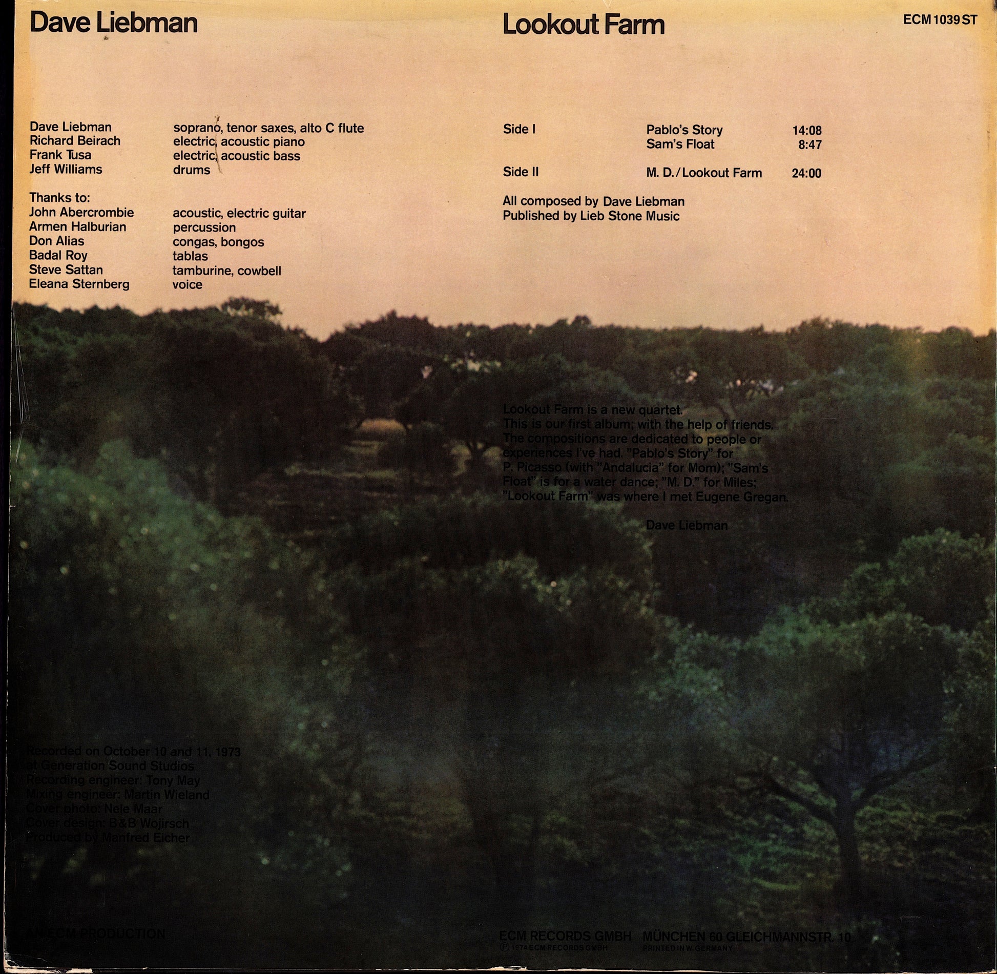 Dave Liebman – Lookout Farm Vinyl LP