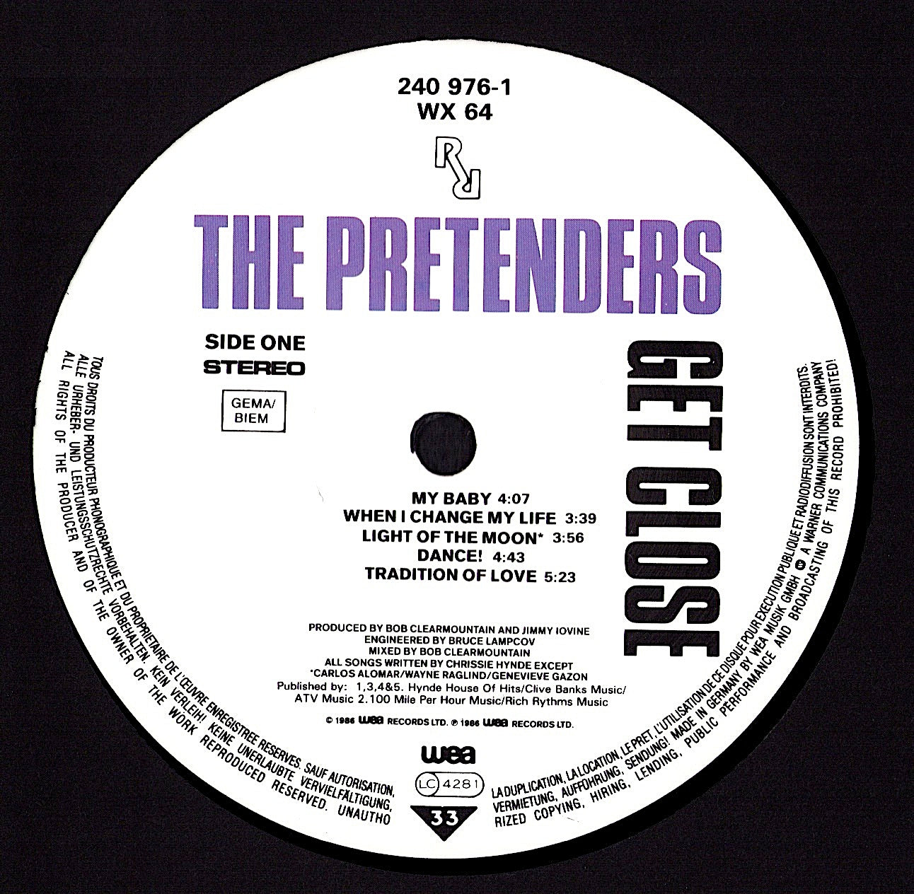 The Pretenders - Get Close Vinyl LP Kopie