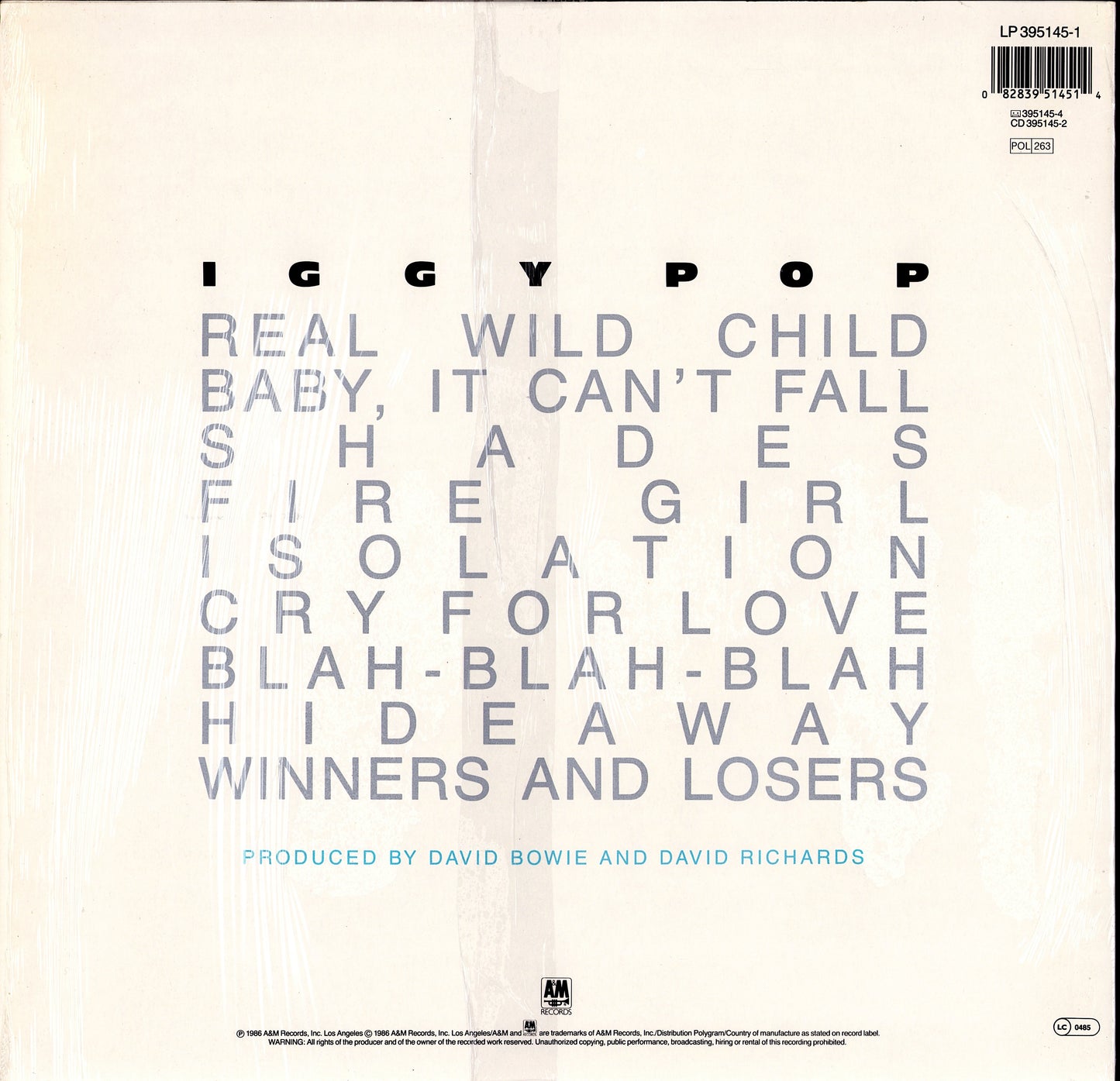 Iggy Pop - Blah-Blah-Blah Vinyl LP Kopie