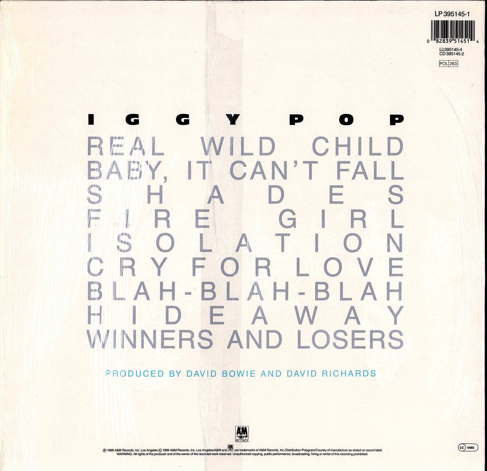 Iggy Pop - Blah-Blah-Blah Vinyl LP Kopie