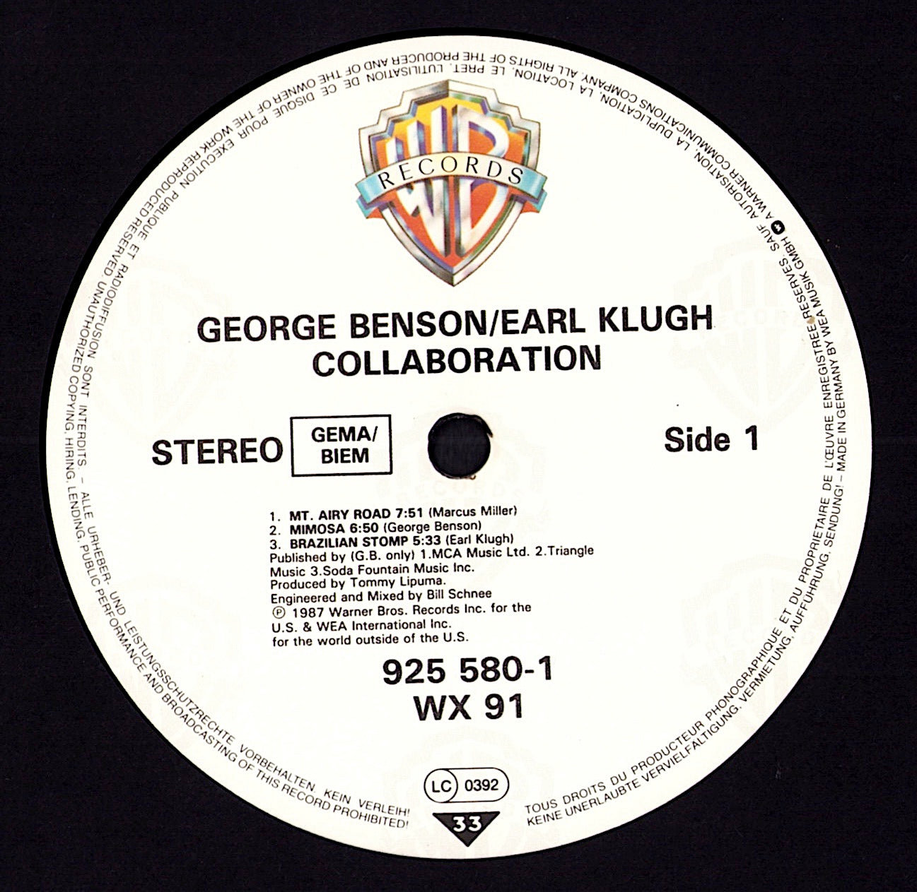 George Benson / Earl Klugh - Collaboration (Vinyl LP | EU Original | 1987)