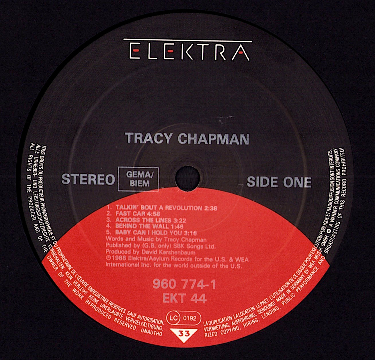 Tracy Chapman ‎- Tracy Chapman Vinyl LP Kopie