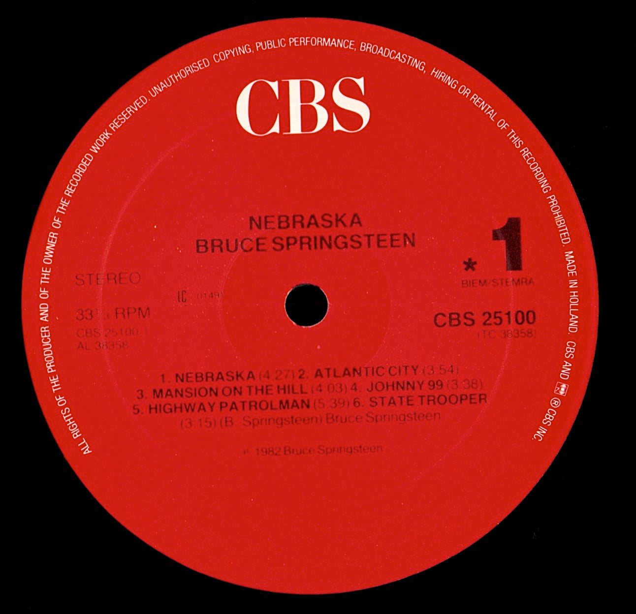 Bruce Springsteen - Nebraska Vinyl LP | EU Repress | 1985