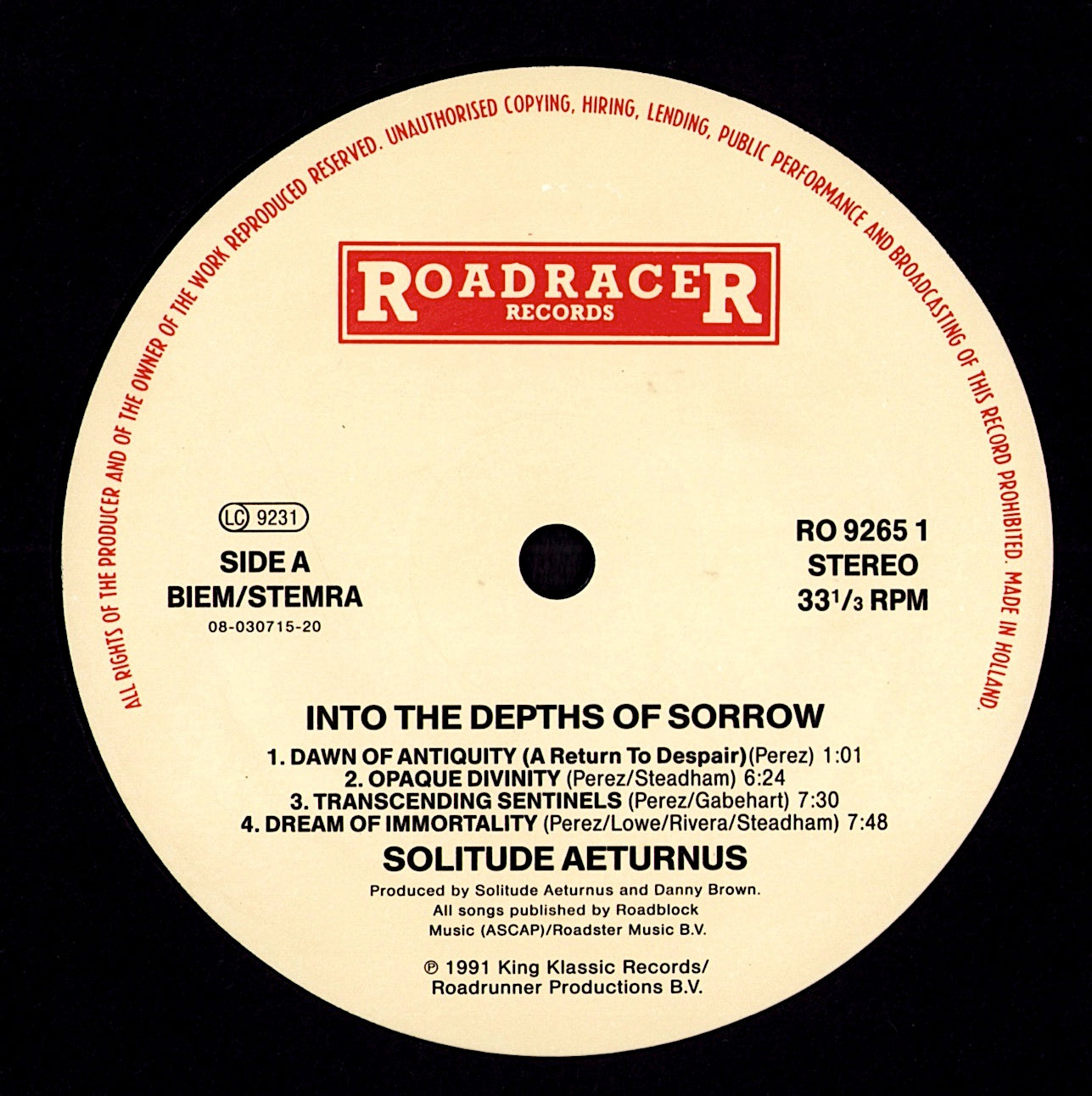 Solitude Aeturnus - Into The Depths Of Sorrow (Vinyl LP | NL Original | 1991)