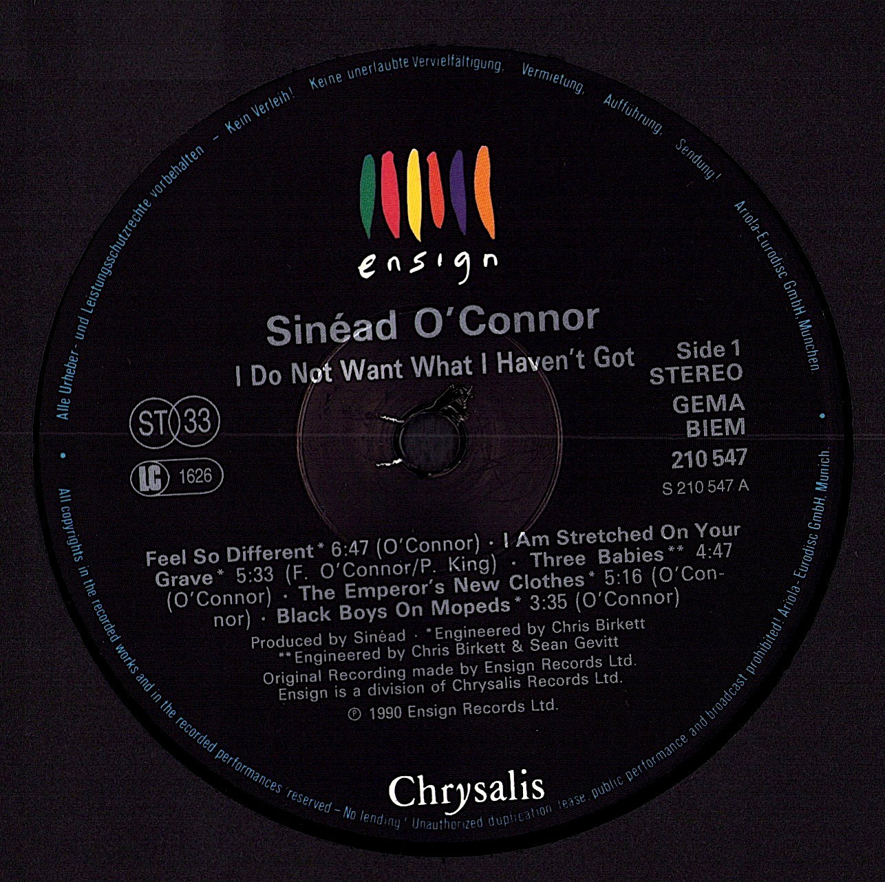 Sinéad O'Connor ‎- I Do Not Want What I Haven't Got Vinyl LP Kopie