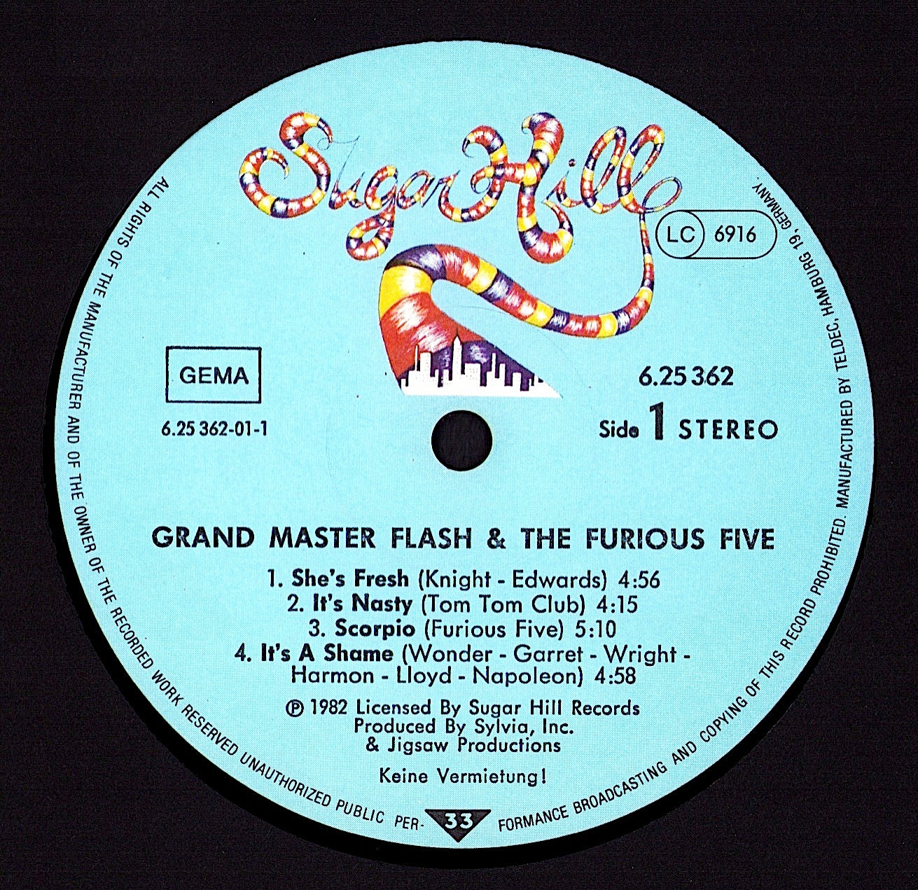 Grandmaster Flash & The Furious Five ‎- Grandmaster Flash & The Furious Five Vinyl LP Kopie
