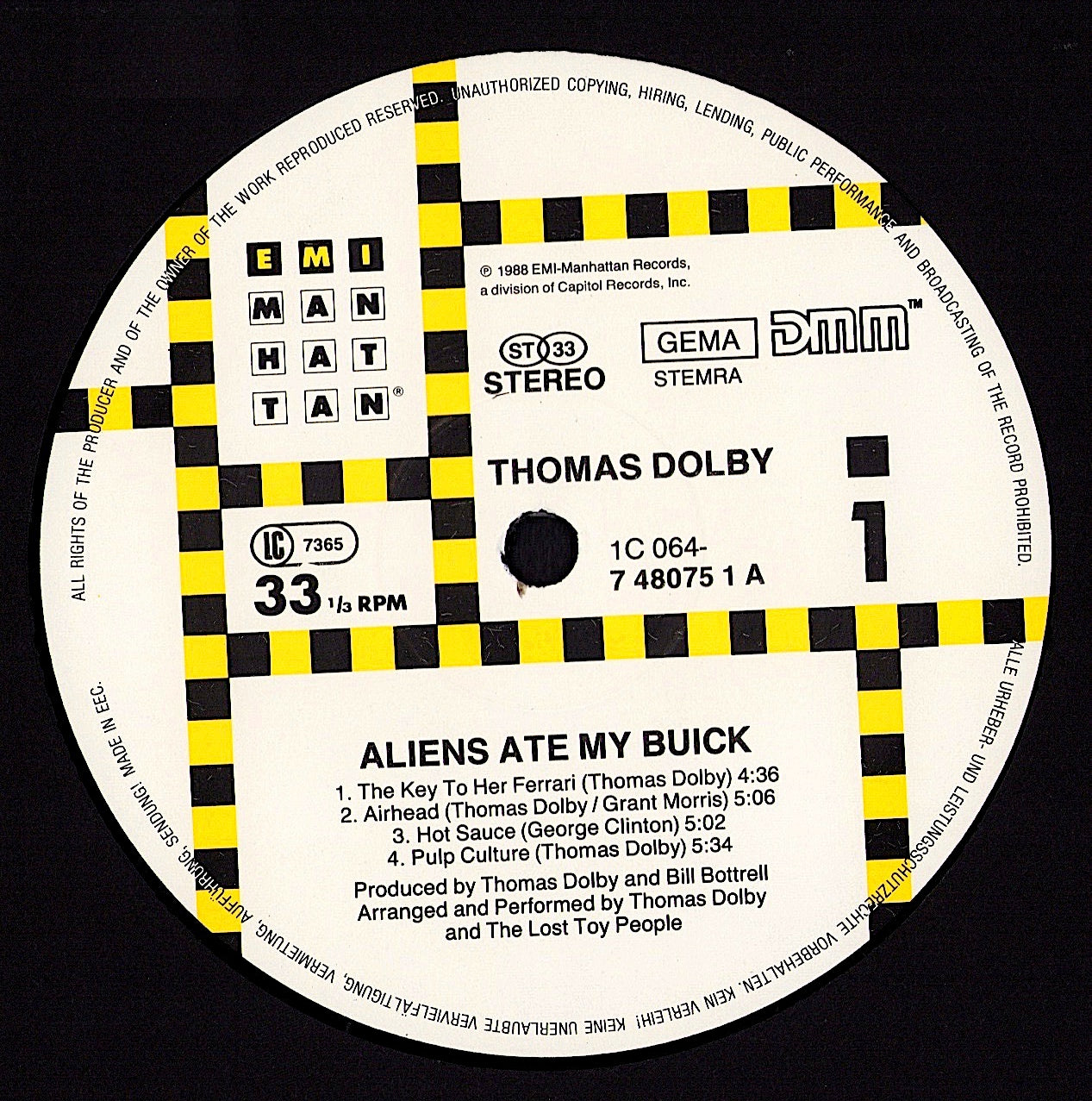 Thomas Dolby – Aliens Ate My Buick Vinyl LP