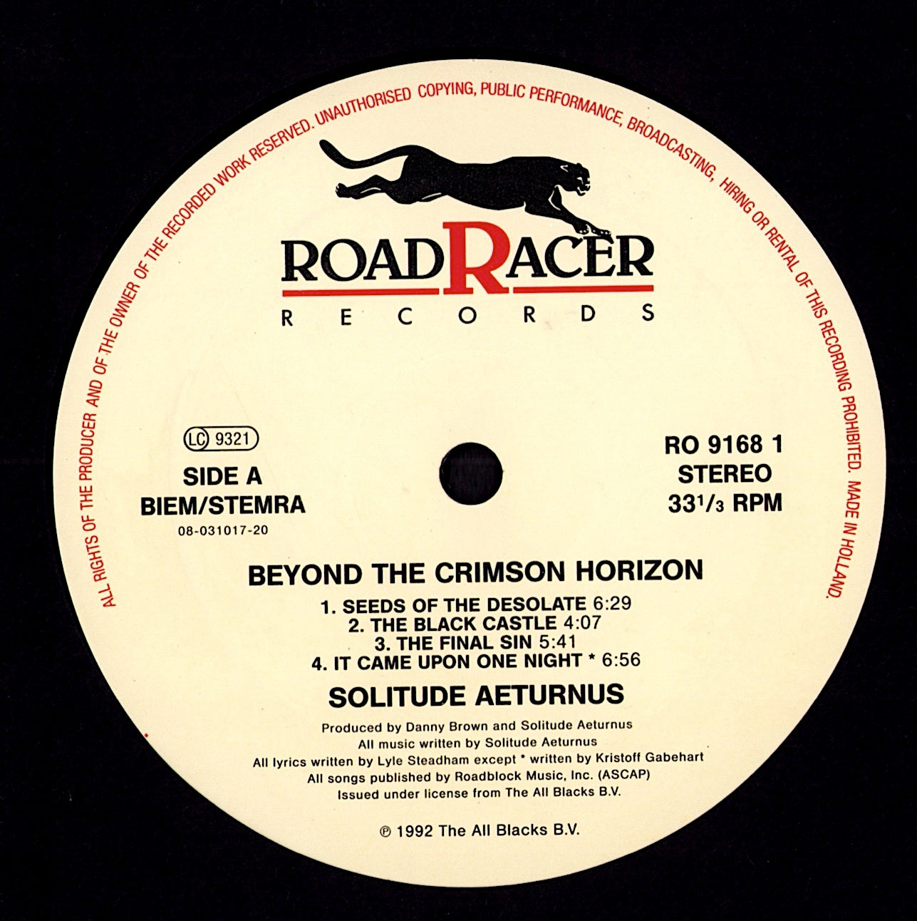 Solitude Aeturnus - Beyond The Crimson Horizon (Vinyl LP | EU Original | 1992)