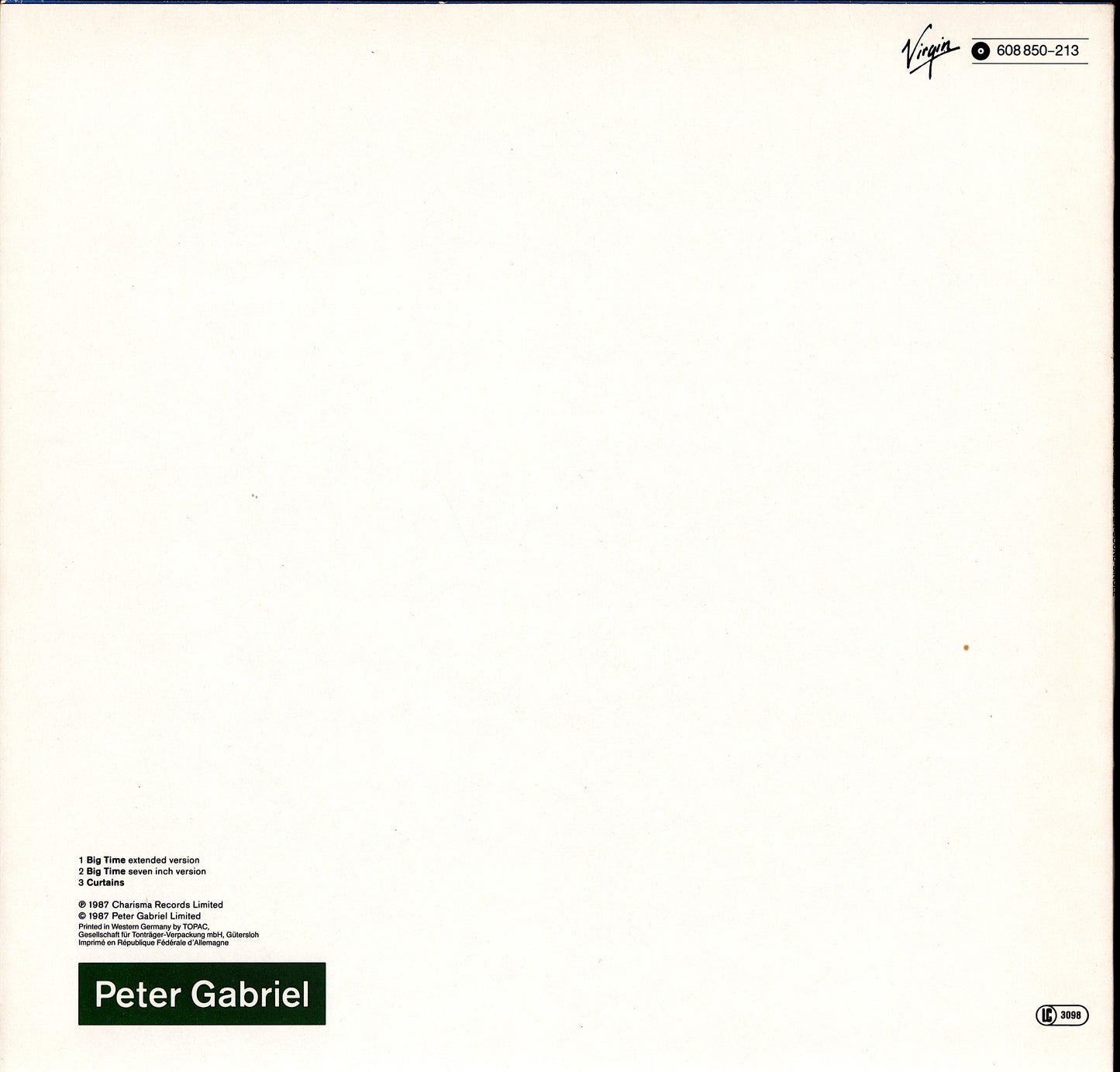 Peter Gabriel - Big Time (12" Maxi-Single | EU Original | 1987)