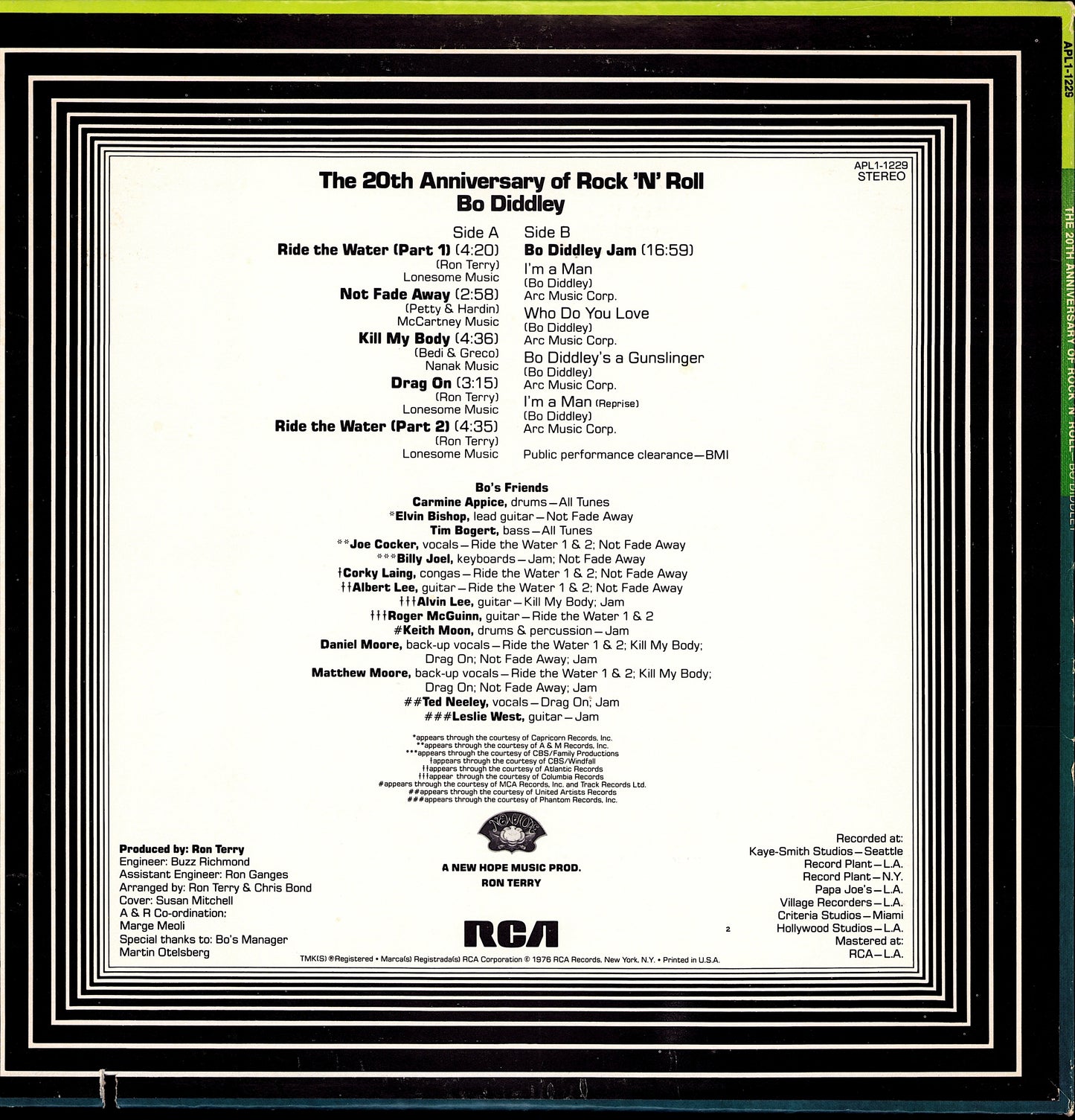 Bo Diddley - The 20th Anniversary Of Rock 'N' Roll Vinyl LP | US Hollywood Pressing | 1976