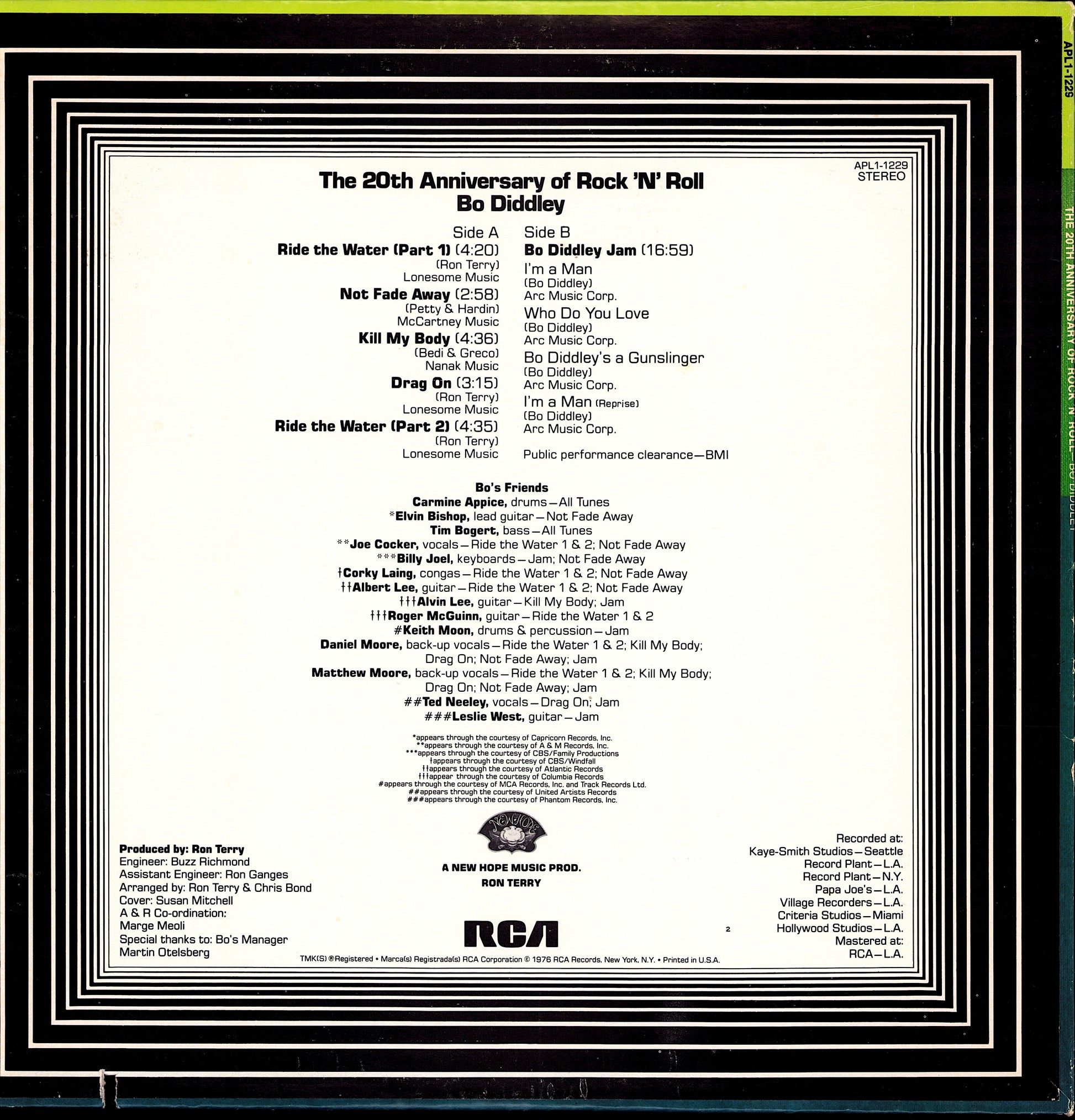 Bo Diddley - The 20th Anniversary Of Rock 'N' Roll Vinyl LP | US Hollywood Pressing | 1976