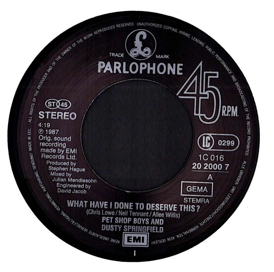 Pet Shop Boys – Rent 7" Vinyl Single | EU Original | 1987 Kopie