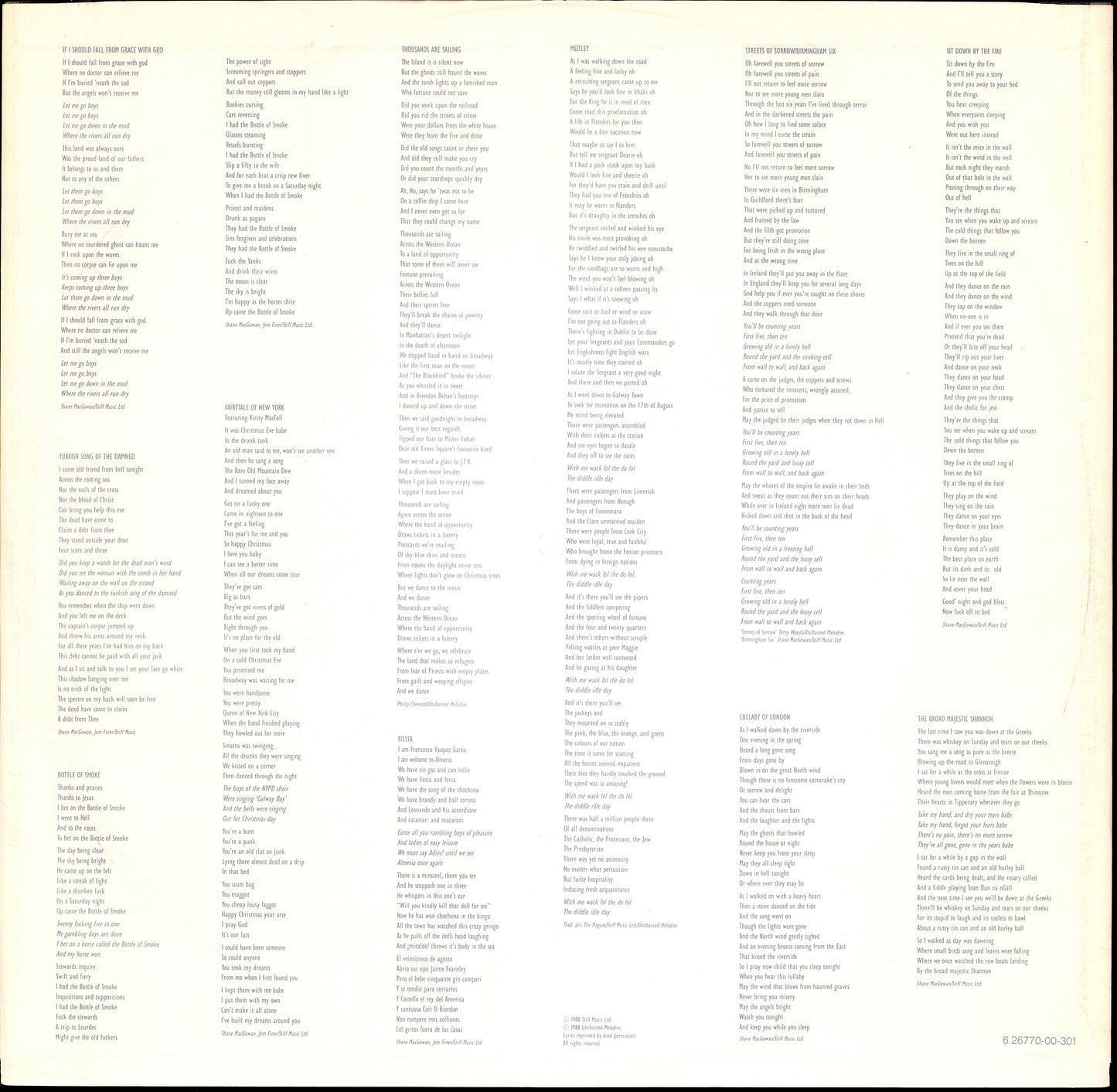 The Pogues - If I Should Fall From Grace With God Vinyl LP Kopie